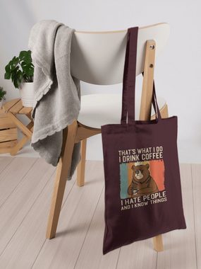 Shirtracer Umhängetasche That's what I do I drink coffee - Bär - beige, Sprüche Statement mit Spruch