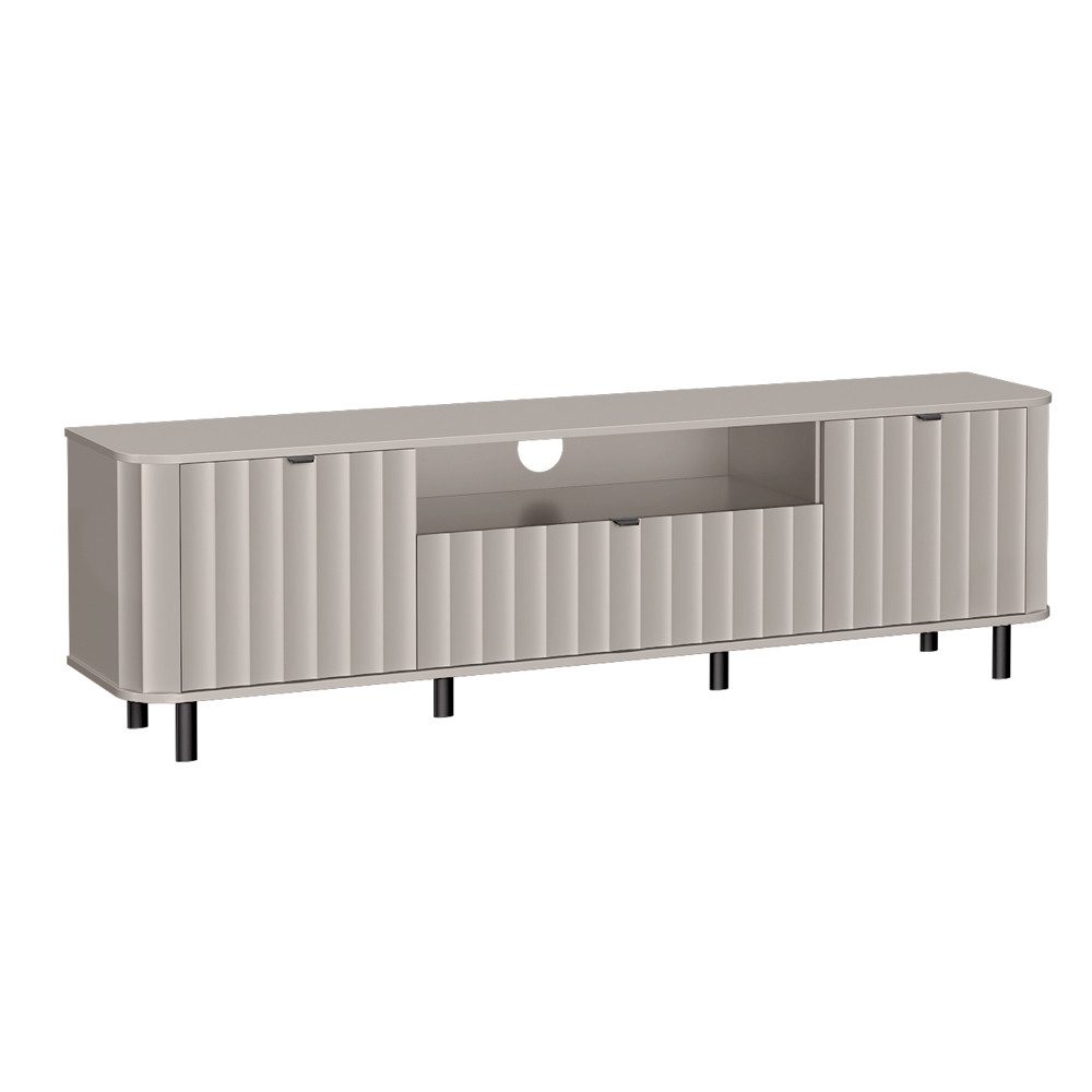 Lomadox Lowboard NASHVILLE-161, in Taupe, 196 cm breit, modern, mit Wellenoptik