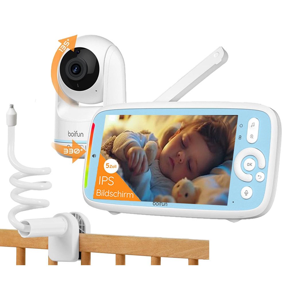 Babyphone Babyphone mit Kamera 5 Zoll 720P HD IPS Bildschirm mit Halterung