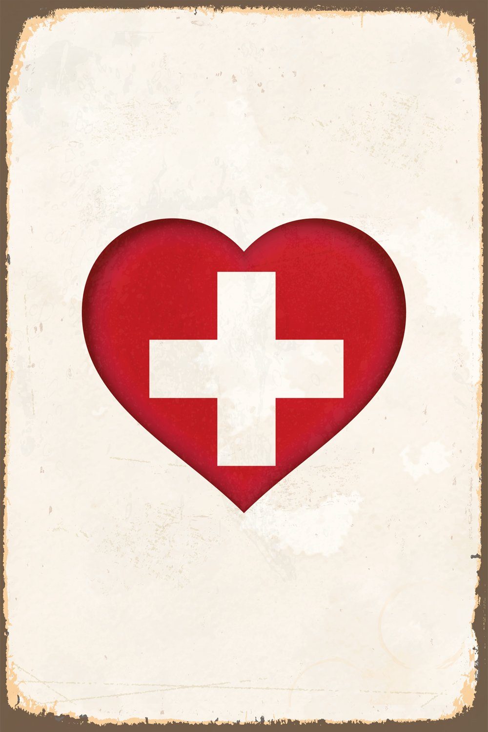 queence Metallbild Heart for Switzerland, Herzen, Schweiz, Vintage, Stahlschild, Blechschild, Schweiz