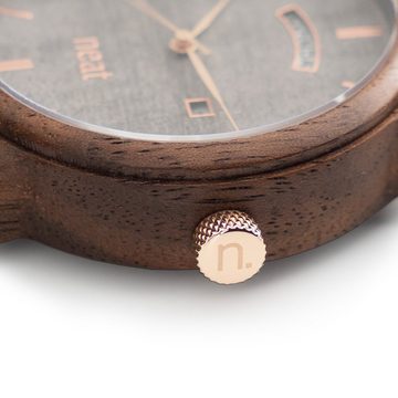 neat Quarzuhr Premium Holzuhr aus Naturholz – Knight Ø 43mm – Herren-Armbanduhr, (Quarz-Holzarmbanduhr, aus echtem Holz), Handgefertigt in EU