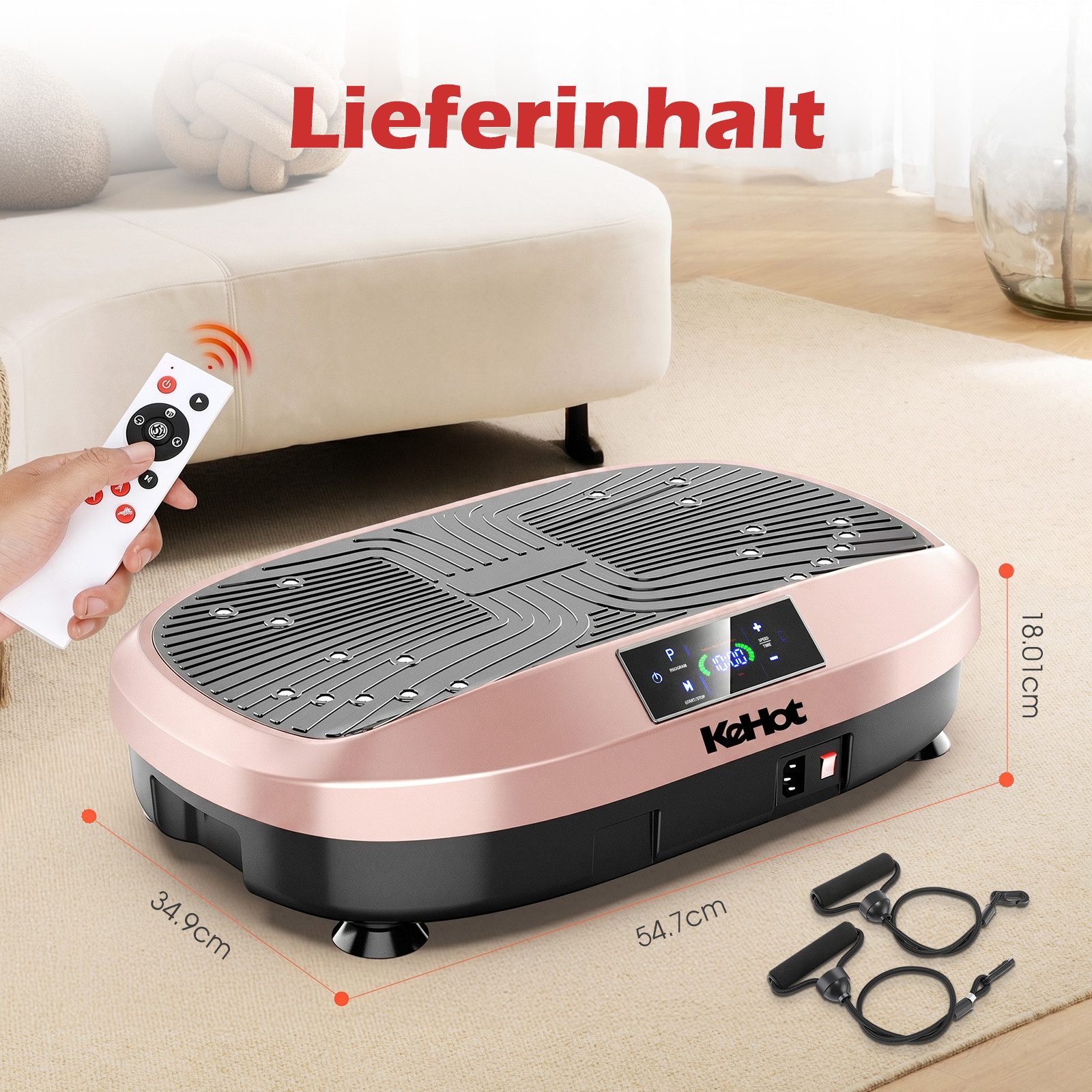 WILGOON Vibrationsplatte 3D Vibrationsplatte mit 120 Stufen,Spannseil & Fernbedienung, 200 W, 120 Intensitätsstufen, 6 Programme, Magnetfeldmassage,Ganzkörpertraining für Zuhause