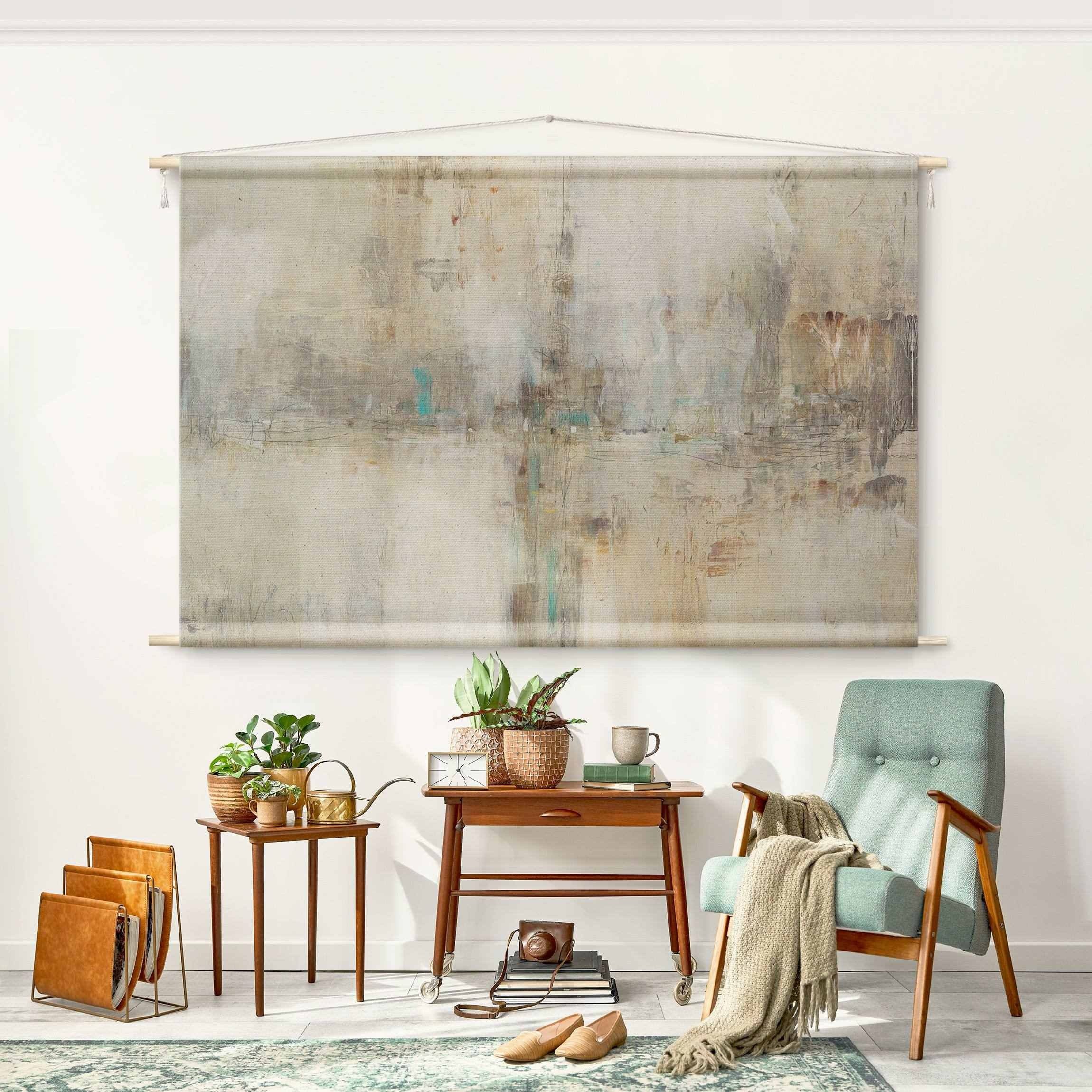 Bilderdepot24 Wandteppich modern Abstrakt Shabby grau, rechteckig, Höhe: 2.6 mm, großes Wandbild aus Natur-Baumwolle Wandbehang Stoffbild Tuch Wollseil