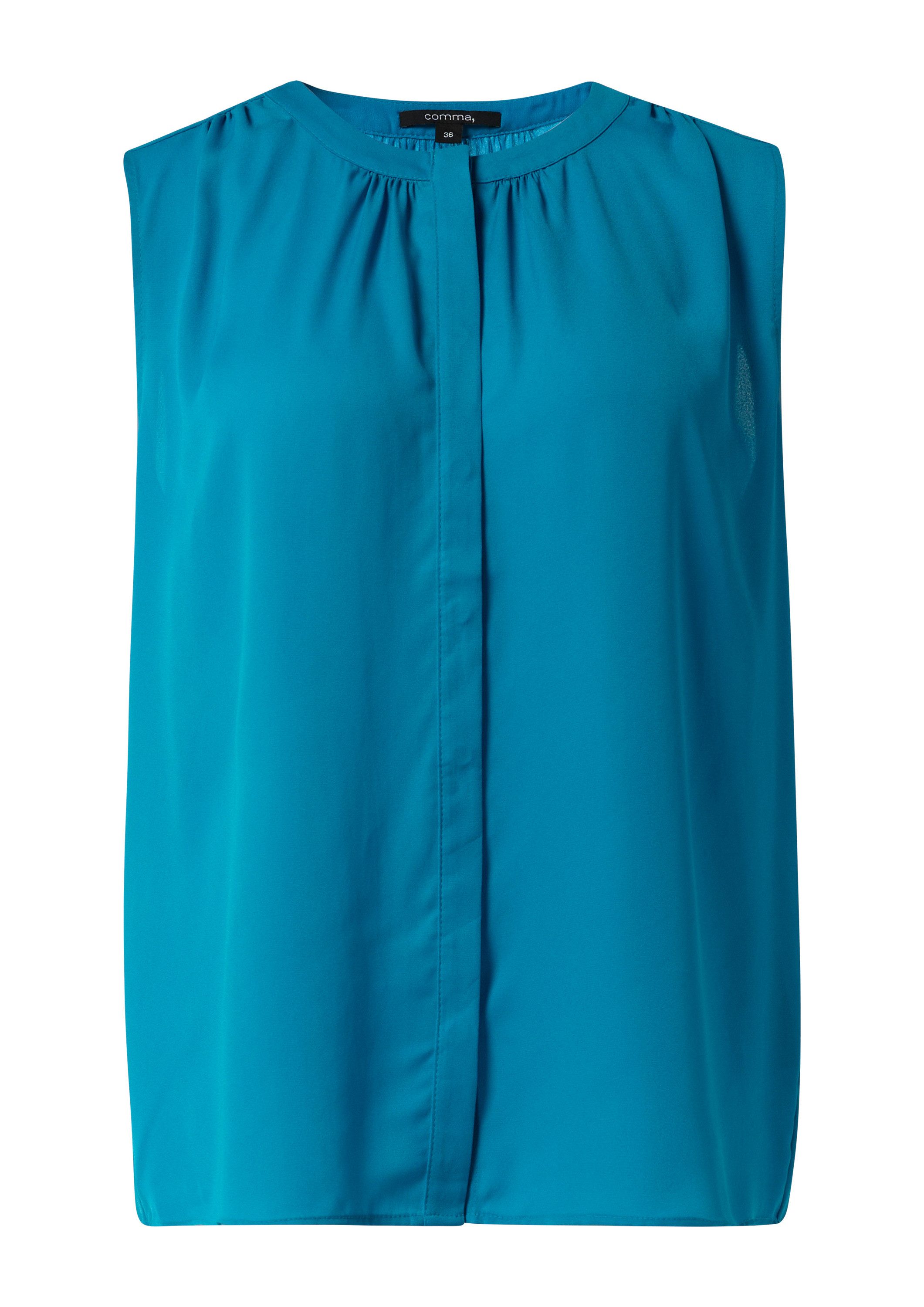 comma Blusentop Bluse Fließende Chiffonbluse mit Knopfleiste