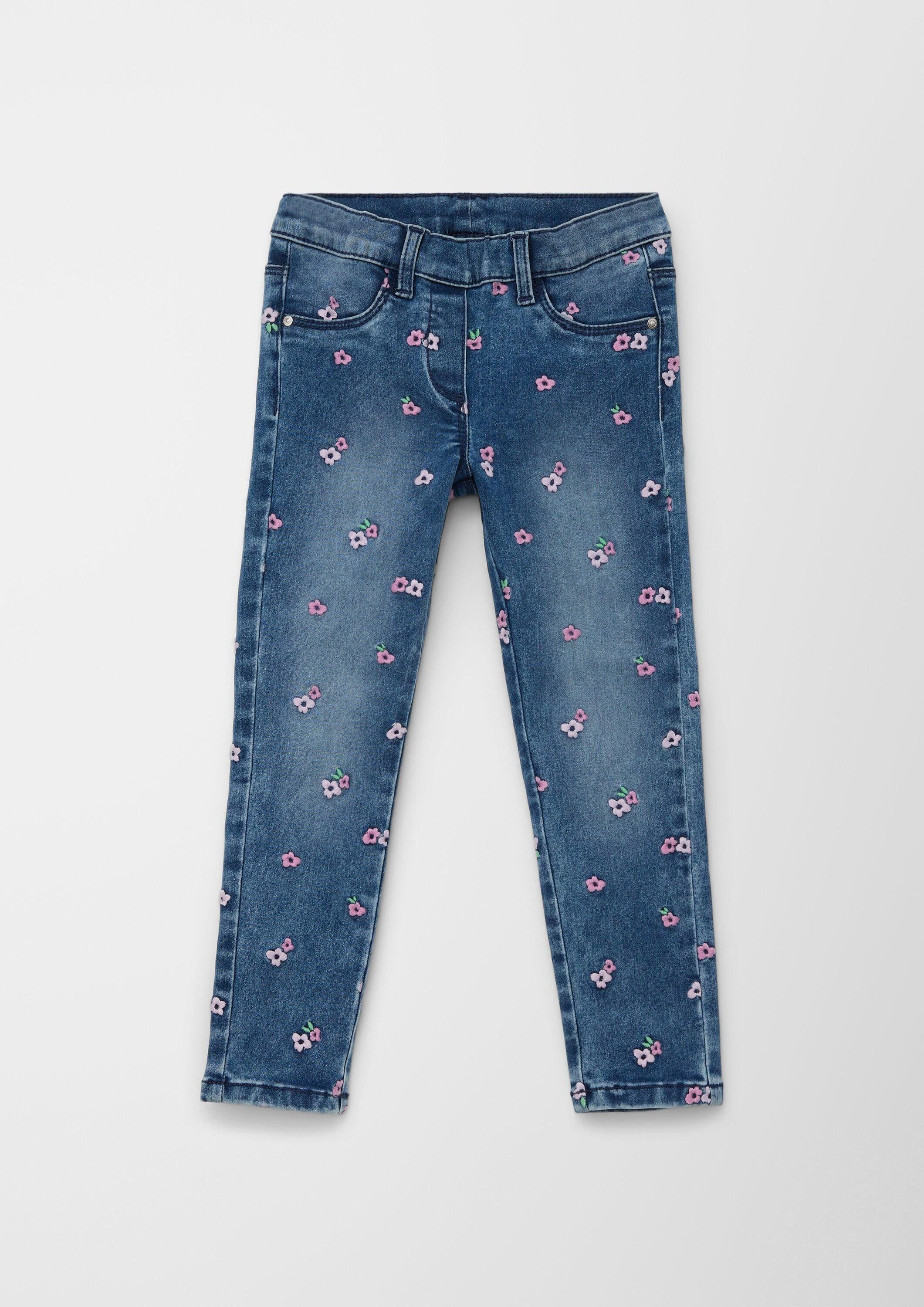 s.Oliver Slim-fit-Jeans Jeans-Hose Jeans / Slim Fit / High Rise / Slim Leg / Blumenstickerei
