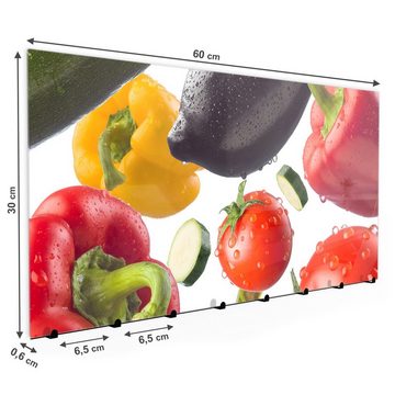 Primedeco Garderobenpaneel Magnetwand und Memoboard aus Glas Gemüse schwebend