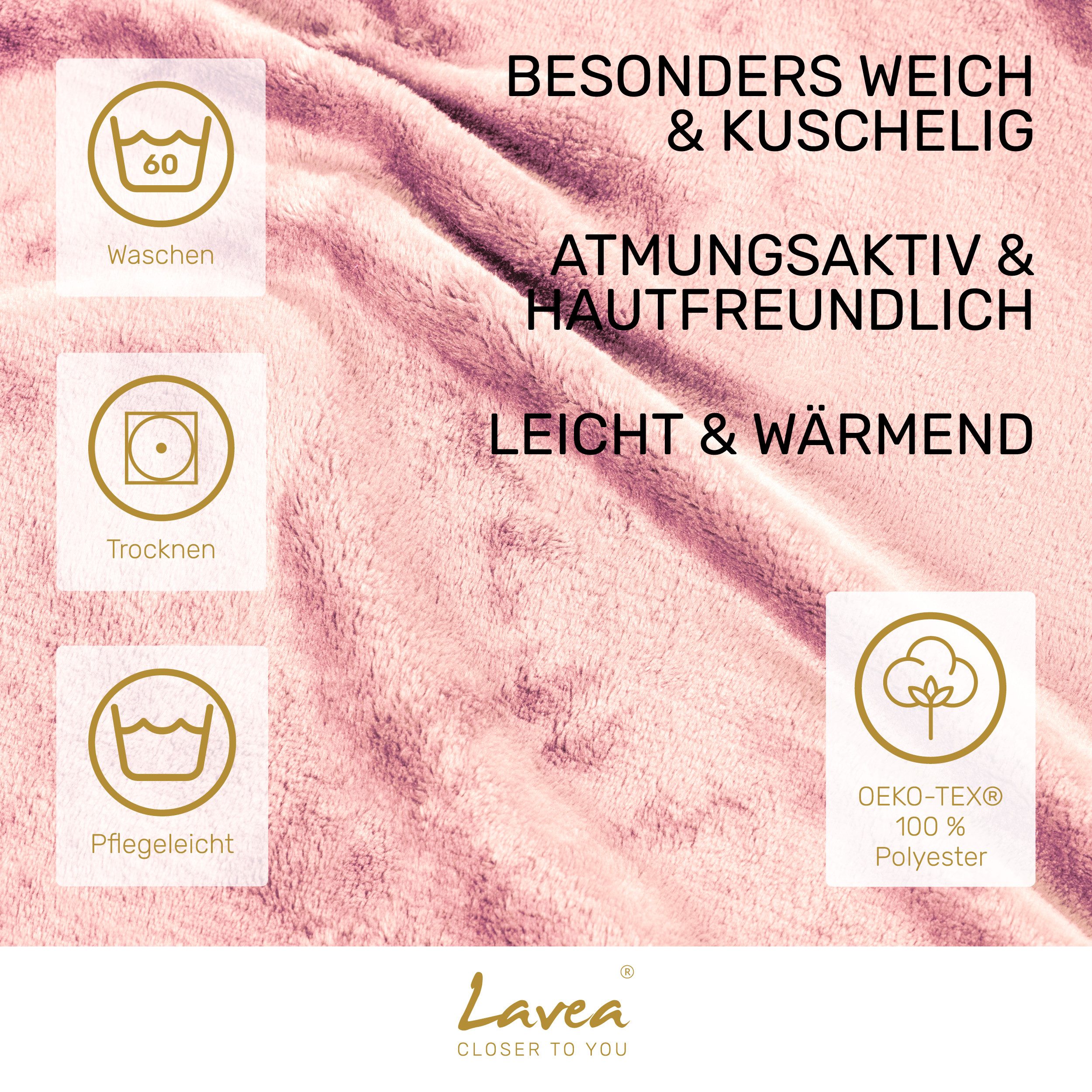 Wohndecke Kuscheldecke, Fleecedecke, Wolldecke flauschig und weich, Lavea, Sofadecke, Atmungsaktiv & Hautfreundlich, Decke