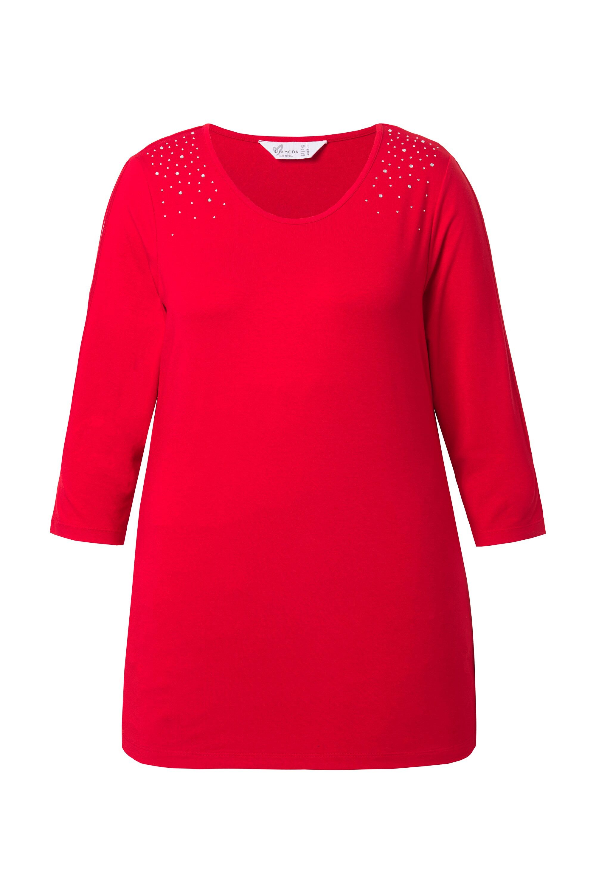 MIAMODA T-Shirt T-Shirt Komfort Fit Pailletten Ärmel CutOuts
