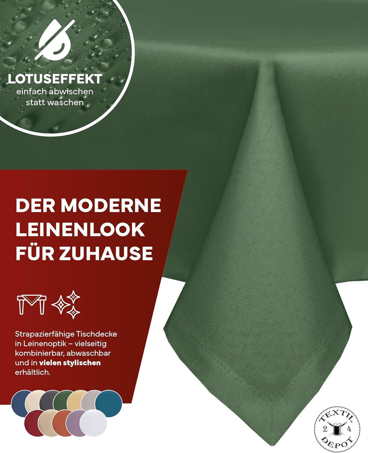 texpot Tischdecke Lotuseffekt Leinenoptik Bügelfrei Fleckschutz wasserabwei günstig online kaufen