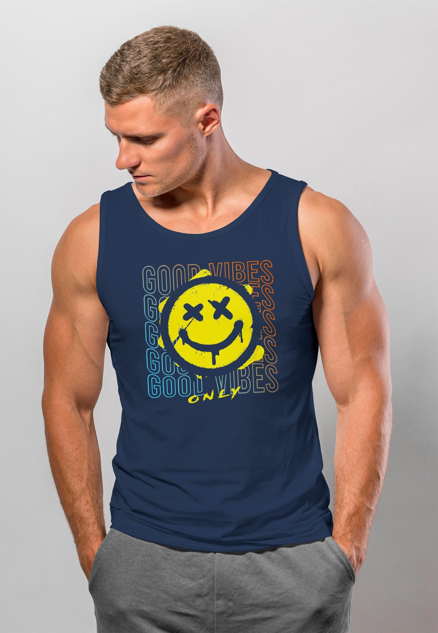 Neverless Tanktop Herren Tank-Top Smiling Face günstig online kaufen