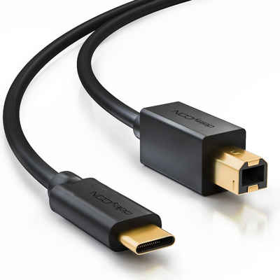 deleyCON deleyCON 3m USB C Kabel Datenkabel USB 2.0 USB-B zu USB-C Computer Tintenstrahldrucker