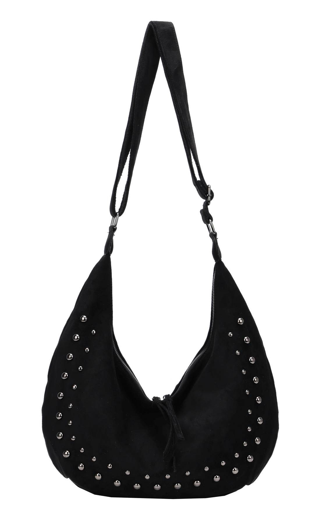 ITALYSHOP24 Schultertasche Damen Tasche MOON Halbmond Cross Over Body Bag Umhängetasche Suedette, Tragekomfort Hüft Brust Bauch Gürtel Rücken Slingtasche Wildlederoptik