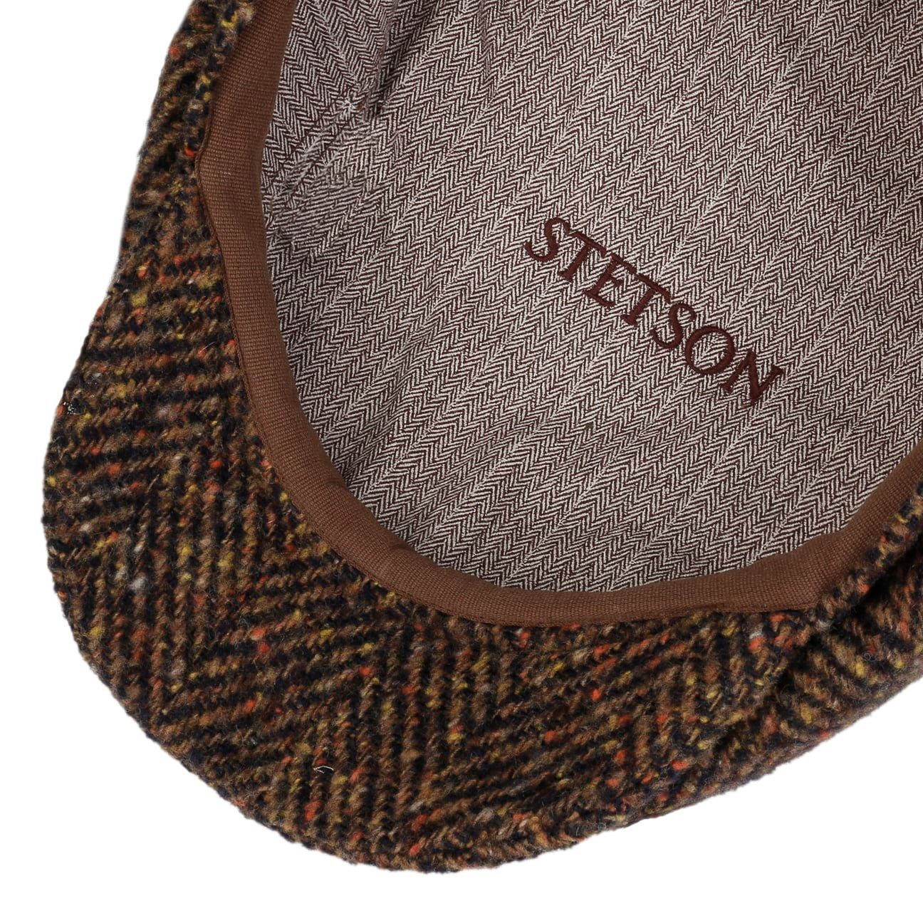 Stetson Flat Cap (1-St) Wollcap braun-blau mit Schirm