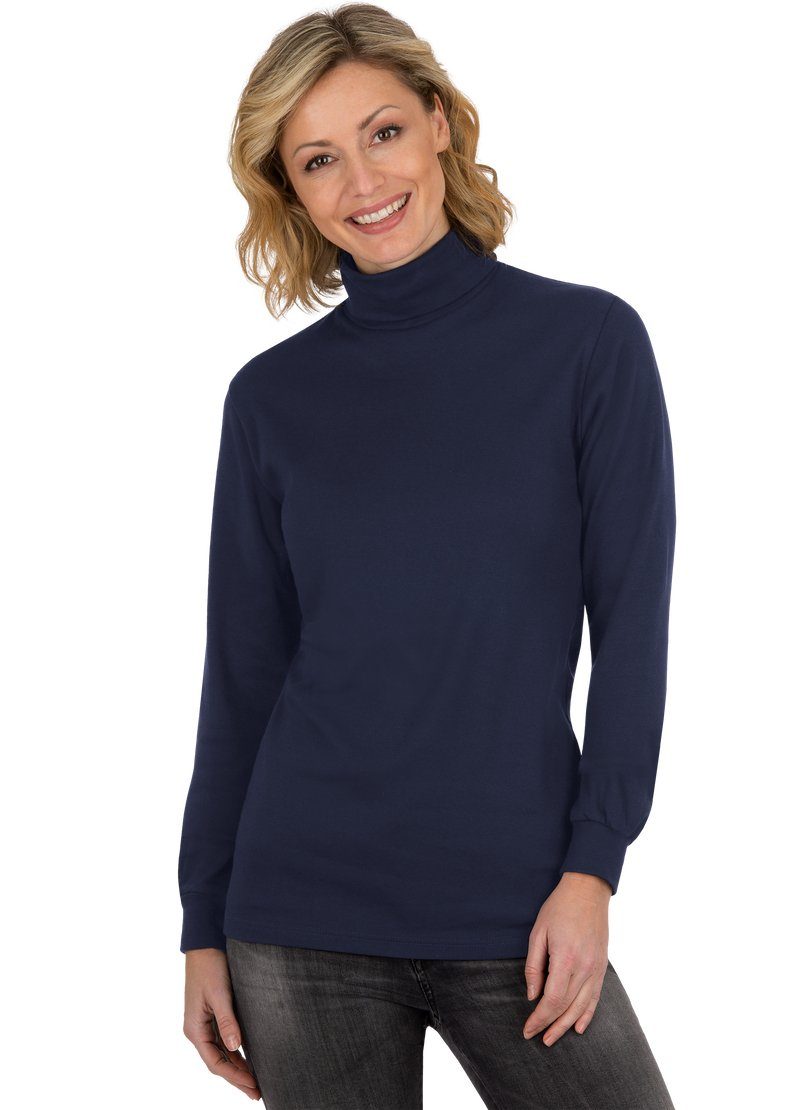 und Trigema navy Langarm Ski- TRIGEMA Rollkragenshirt Sport-Rollkragenpullover