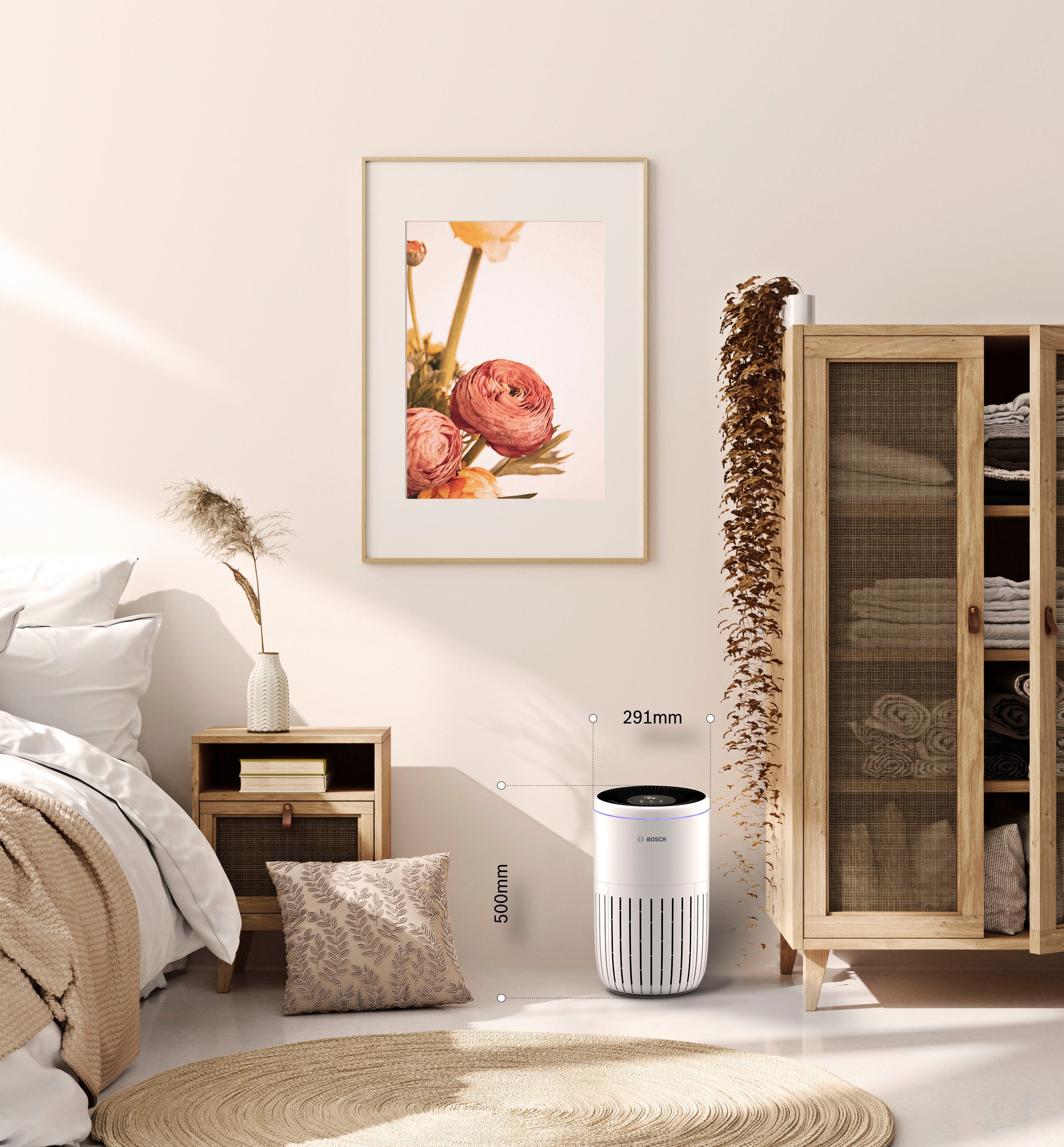 BOSCH Luftreiniger Air 4000i, mit App-Steuerung, für 62 m² Räume, mit 3-in-1 Luftfilter, Smart Sensor, Automatik- und Ruhemodus