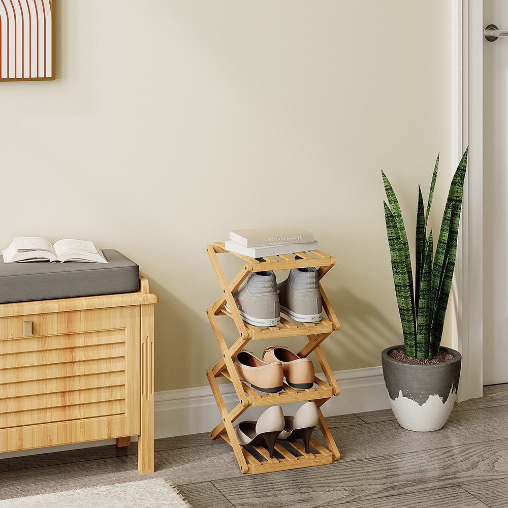 Vicco Schuhregal Ziggy, Bambus, 26 x 52 cm mit 4 Fächern günstig online kaufen