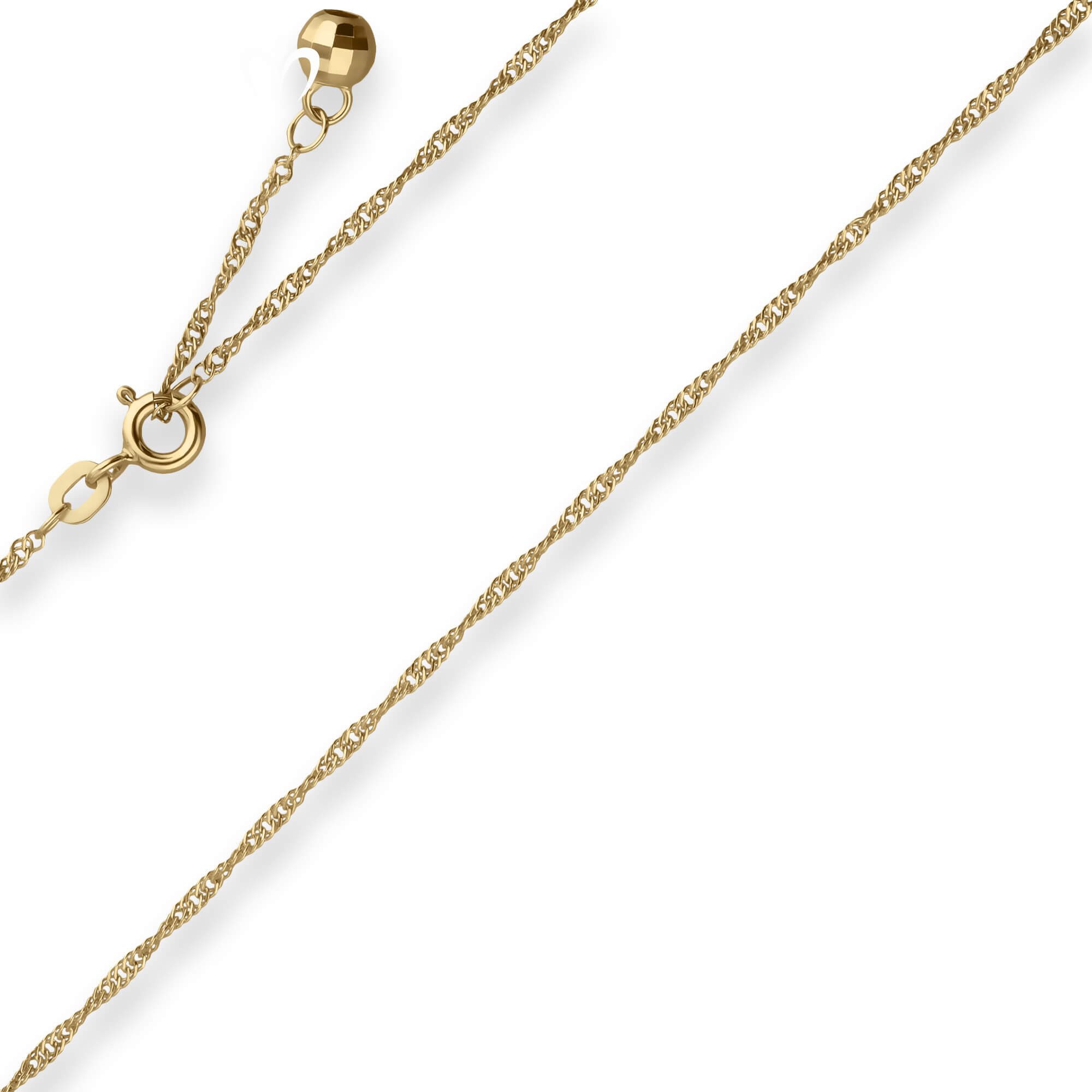 Schmuck Krone Fußkette 1,4mm Singapurkette Fusskette Kugel aus 585 Gelbgold 25cm, Gold 585