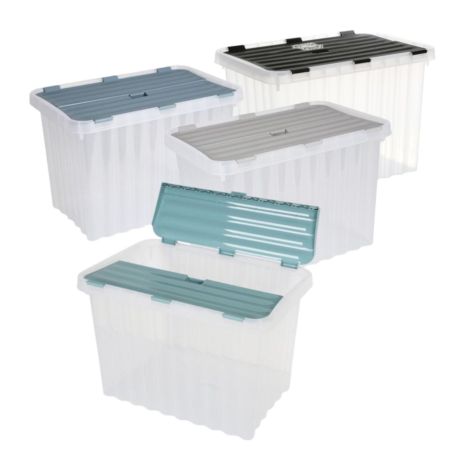 Jelenia Plast Aufbewahrungsbox Wellenbox m.Klappdeck.88L ca.60x45xH45cm transparent