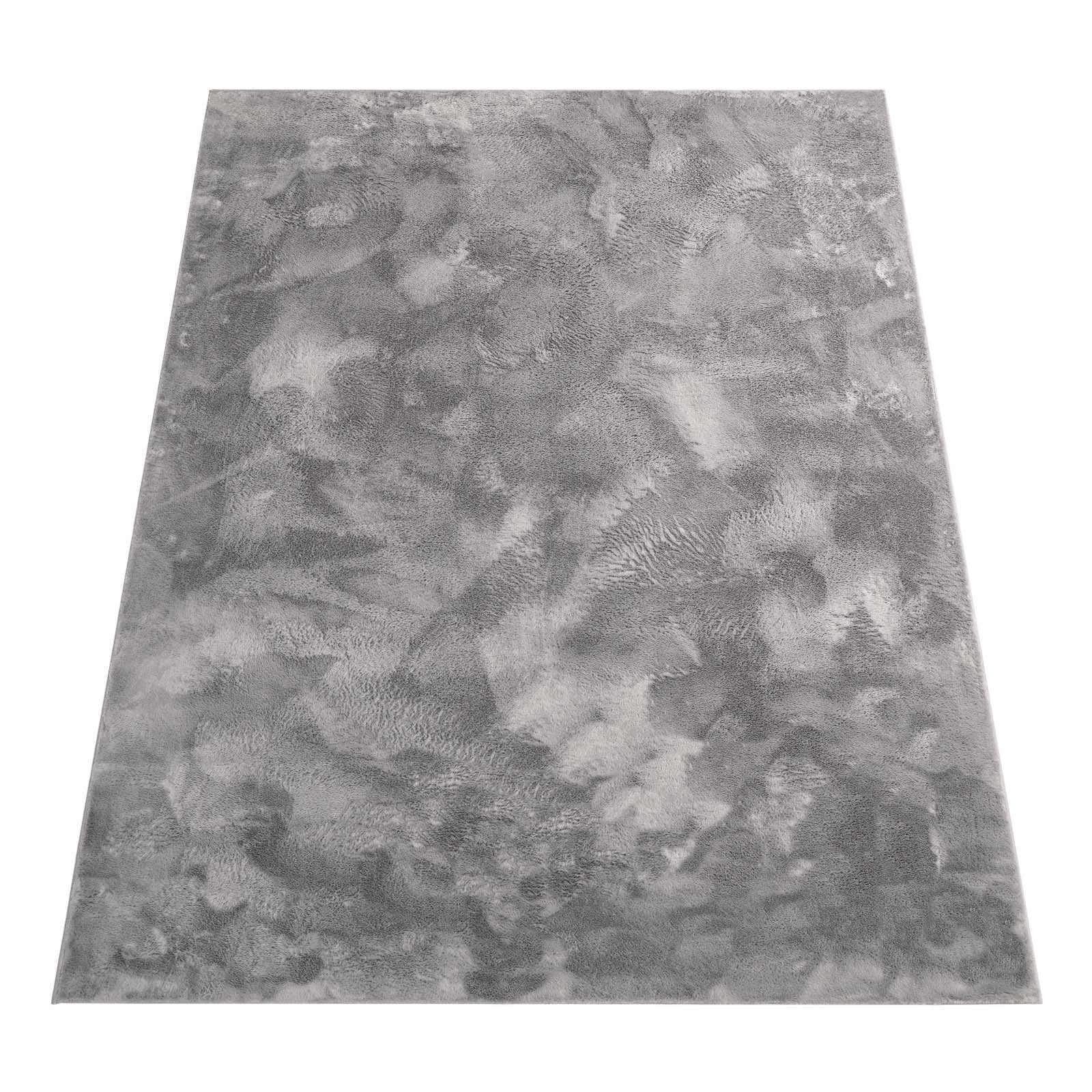 TaCa Home Teppich Flauschiges Hasenfell Imitat, rechteckig, Höhe: 14 mm, Wohnzimmer Schlafzimmer Esszimmer, Anthrazit - 60 x 90 cm