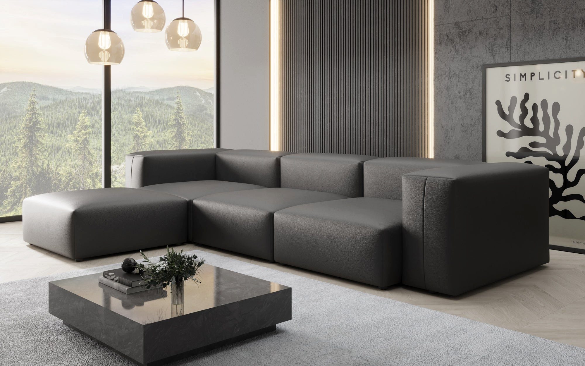 Luxusbetten24 Ecksofa Designer L Sofa Snug, mit Bezug aus pflegeleichtem Echtleder