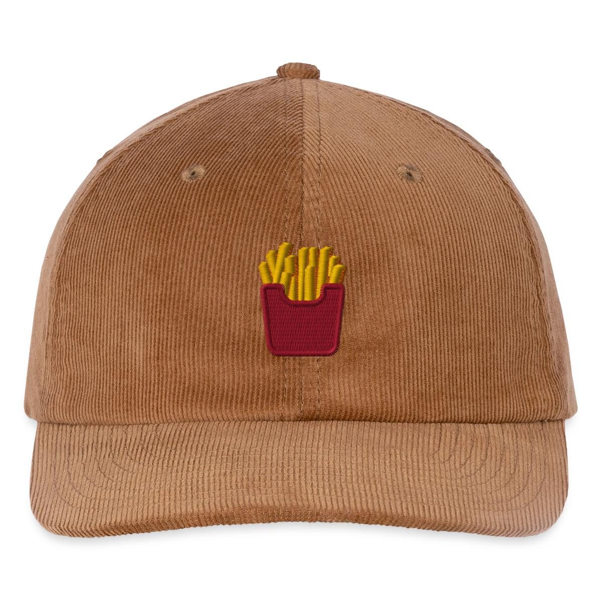 Spreadshirt Baseball Cap Stickmotiv Pommes in Rotem Fizzer Beutel Bestickte Cord Cap (1-St)
