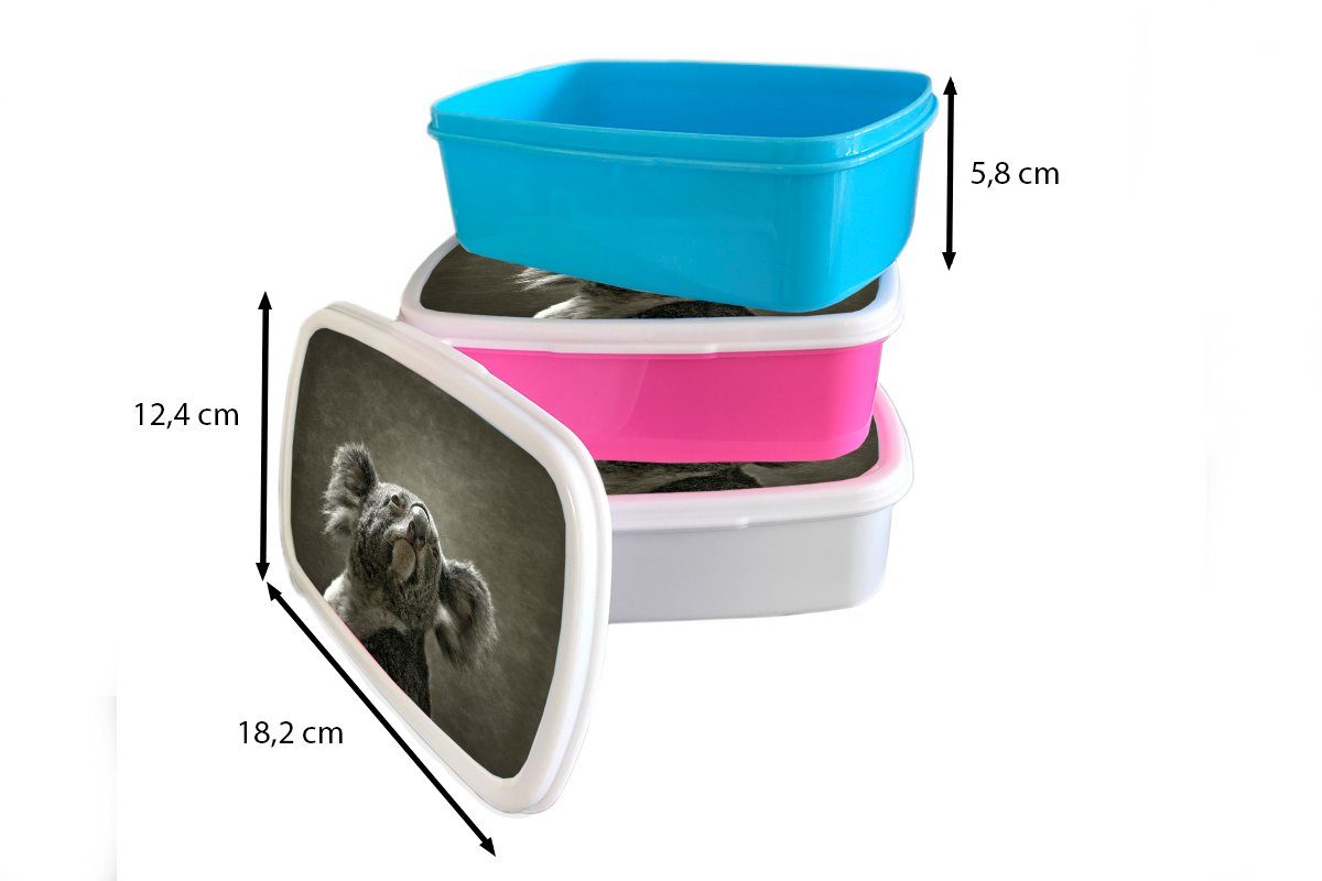 MuchoWow Lunchbox Koala - Brotdose Kontur, Kinder, Snackbox, Kunststoff Brotbox für (2-tlg), - Erwachsene, Mädchen, Tiere Kunststoff, rosa