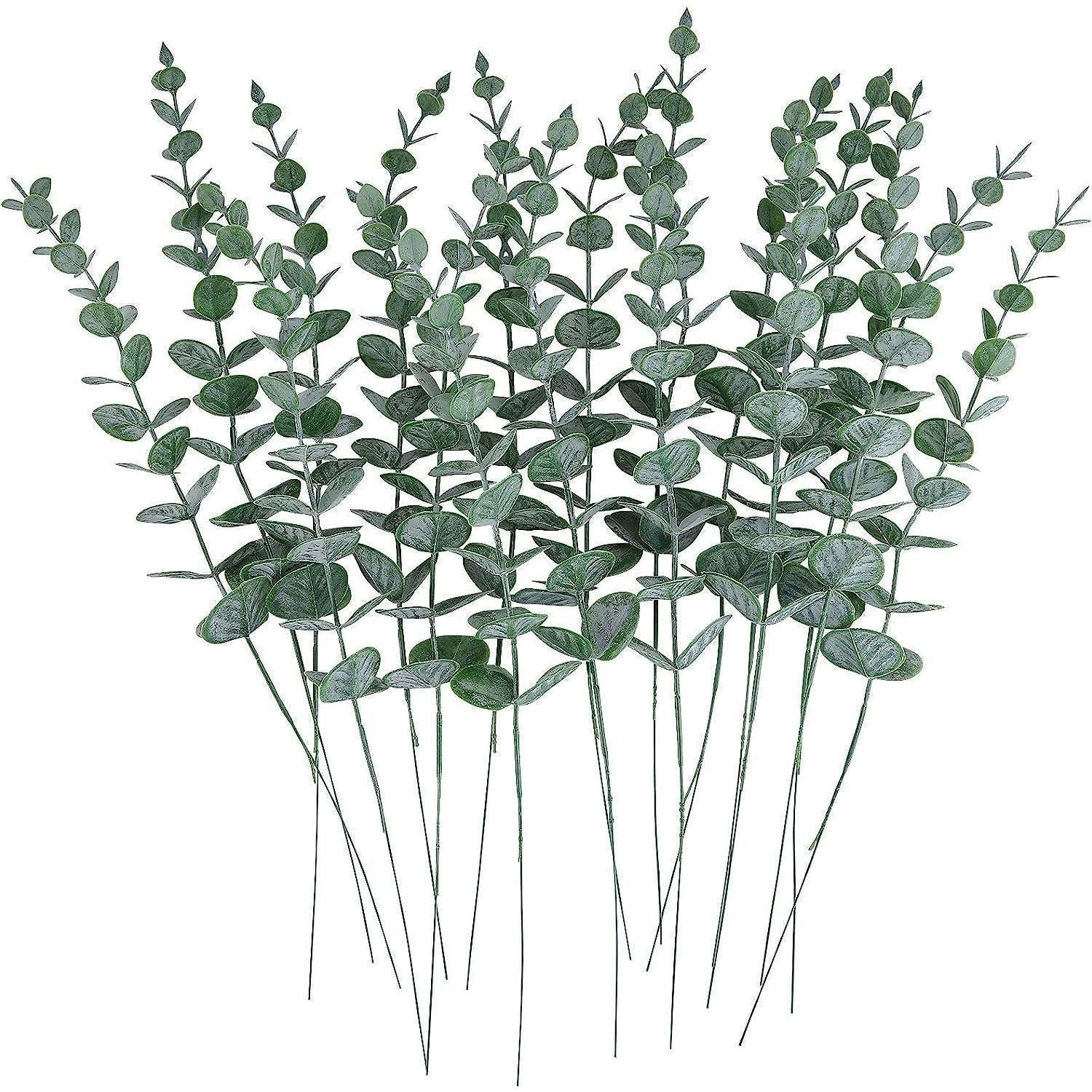 Kunstzweig Eukalyptus-Zweige künstlich 24 Stück grau-grün, LuxusKollektion, Höhe 35 cm