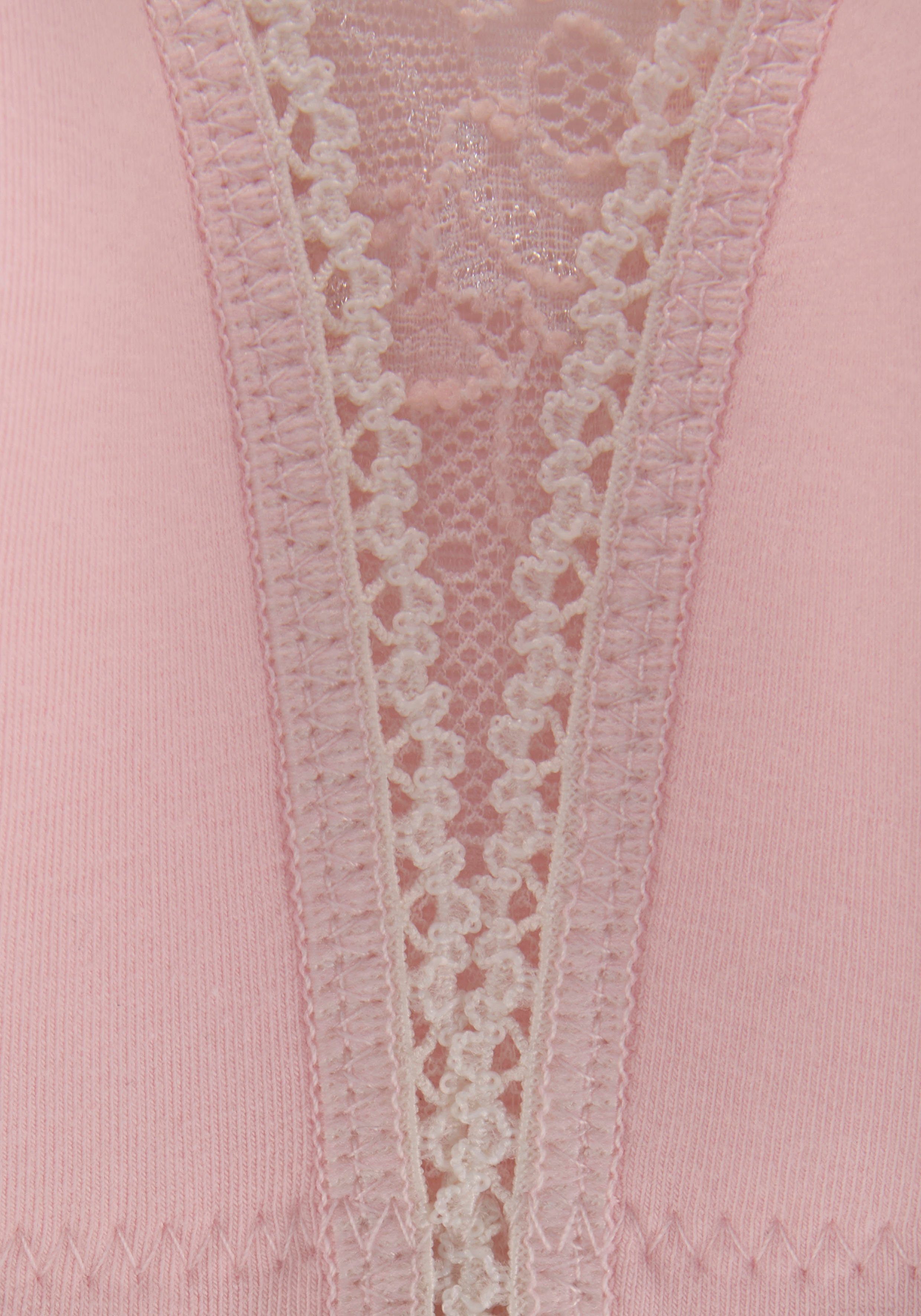 petite fleur Soft-BH (Packung, 2 rosa+weiß Stück) mit Spitzen-Details, ohne Bügel Dessous Basic