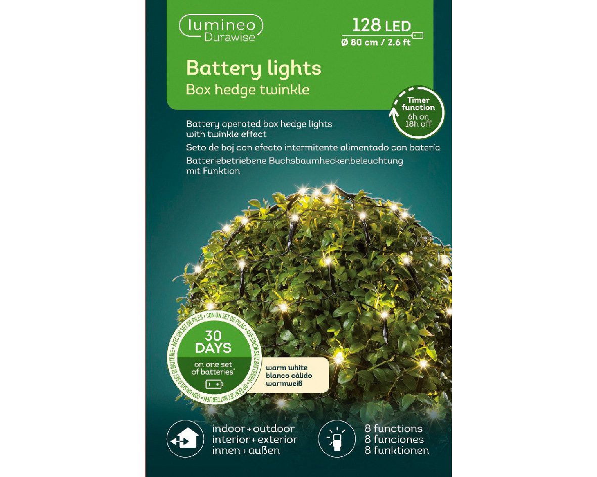 Kaemingk LED-Lichterkette LED Durawise Buxus-Netz Twinkle Effekt Ø 80cm schwarz/warmes weiss