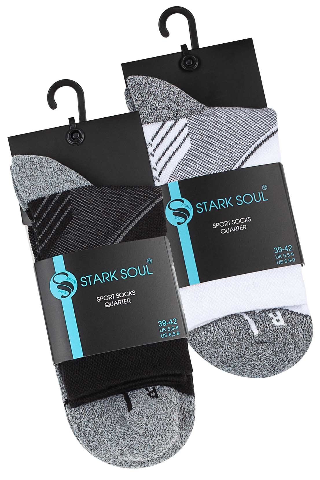 Stark Soul® Laufsocken Quarter Paar) - Performance schwarz-weiss Sohle 2 Gepolsterte (2 Laufsocken Paar Socken, Sport