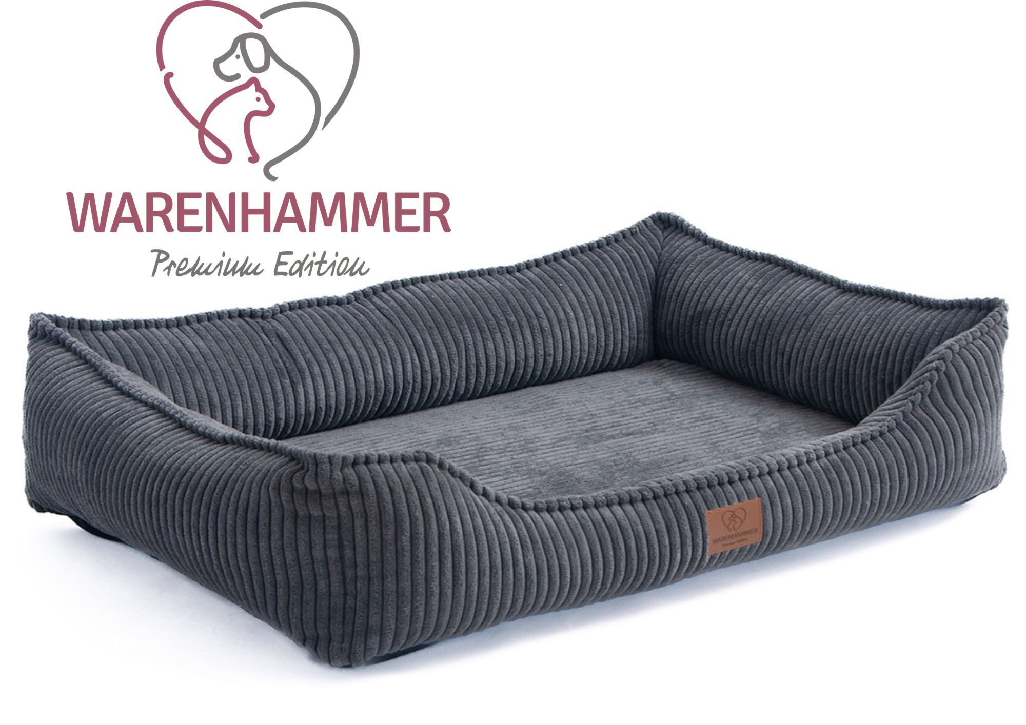 Warenhammer Tierbett Orthopädisches Premium Hundebett, flauschig weich, abnehmbar/waschbar, Cord, wärmender Cord Bezug / herausnehmbare Innenmatratze