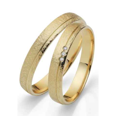 Firetti Trauring Schmuck Geschenk Gold 750 Hochzeit Ehering "LIEBE", Made in Germany, wahlweise mit oder ohne Brillanten