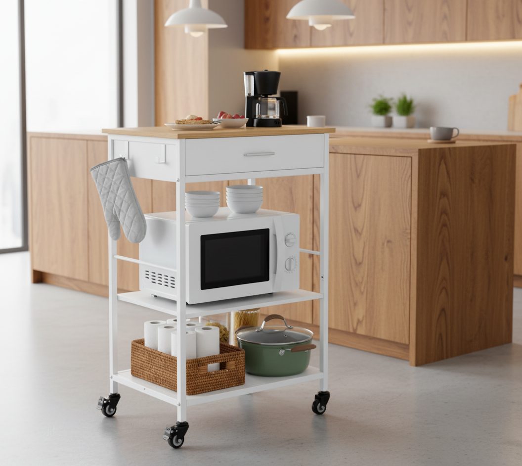 VASAGLE Küchenwagen, Servierwagen, verstellbare Ablage, Rollen mit Bremsen günstig online kaufen