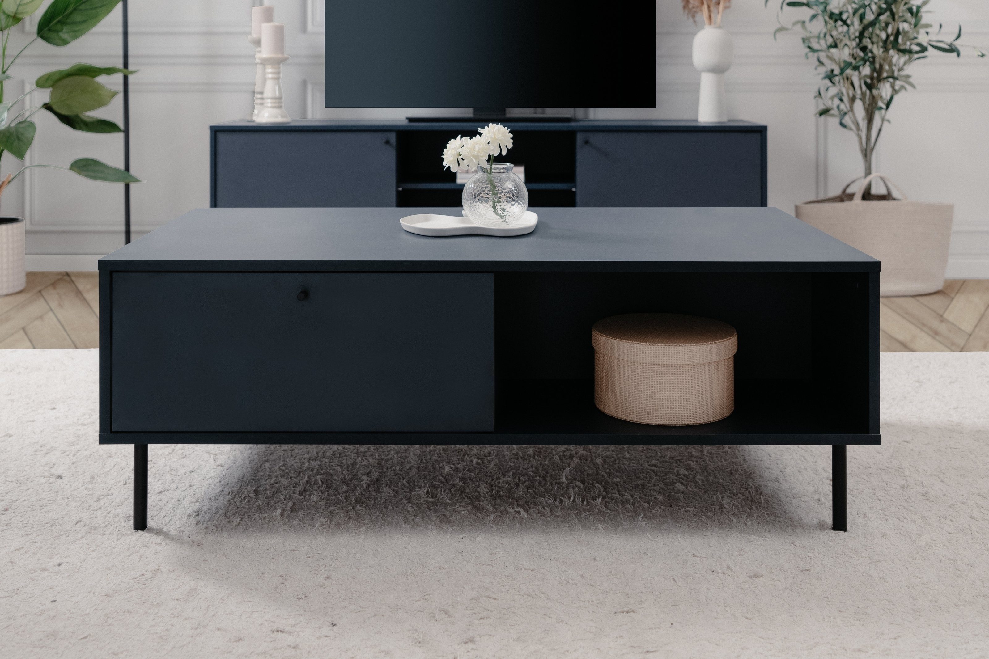 Finori Couchtisch in Navy blau - 110x40x60cm (BxHxT)