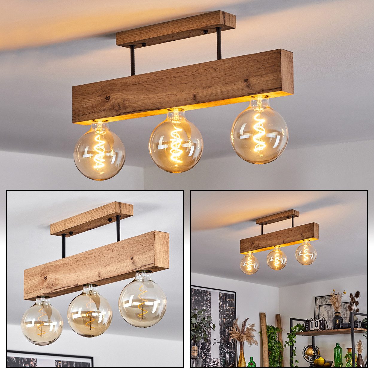 hofstein Deckenleuchte »Codrongianus« moderne Deckenlampe aus Metall in Hol günstig online kaufen