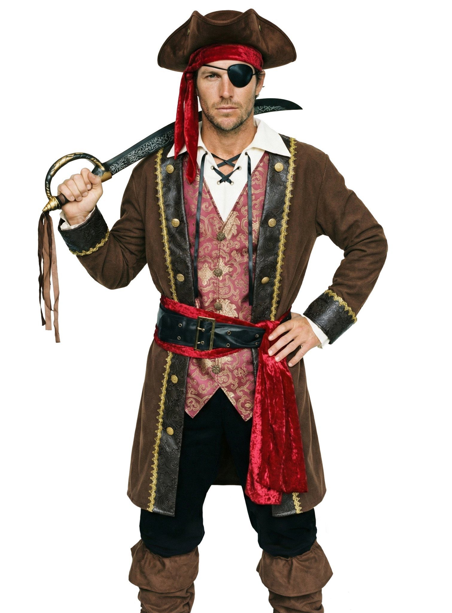 thetru Piraten-Kostüm Piraten Jack - Karneval Faschingskostüm Herren, Feiner Zwirn für wilde Seeräuber