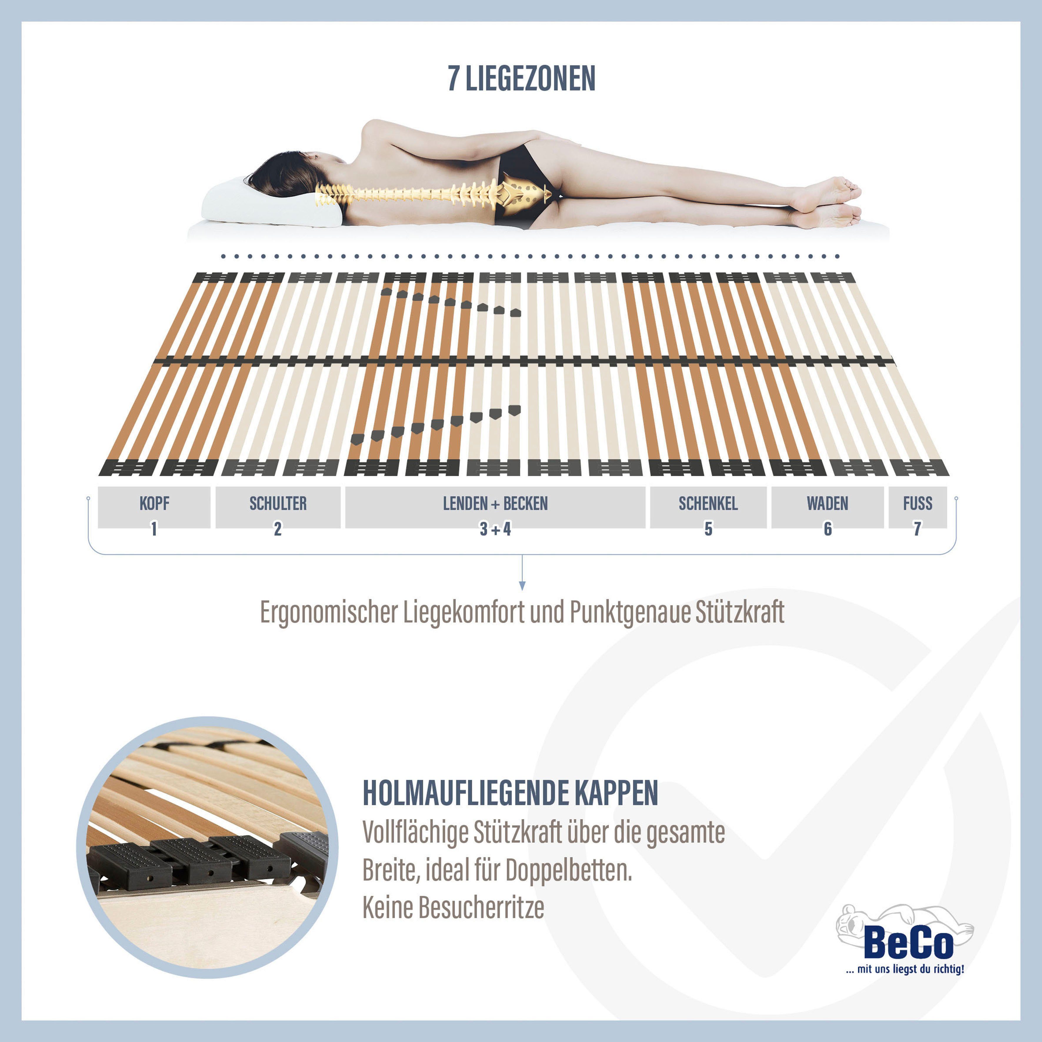 Lattenrost BLAUER Beco, Fußteil zertifiziert nicht Lux«, Kopfteil »Comfort nicht verstellbar, verstellbar, ENGEL