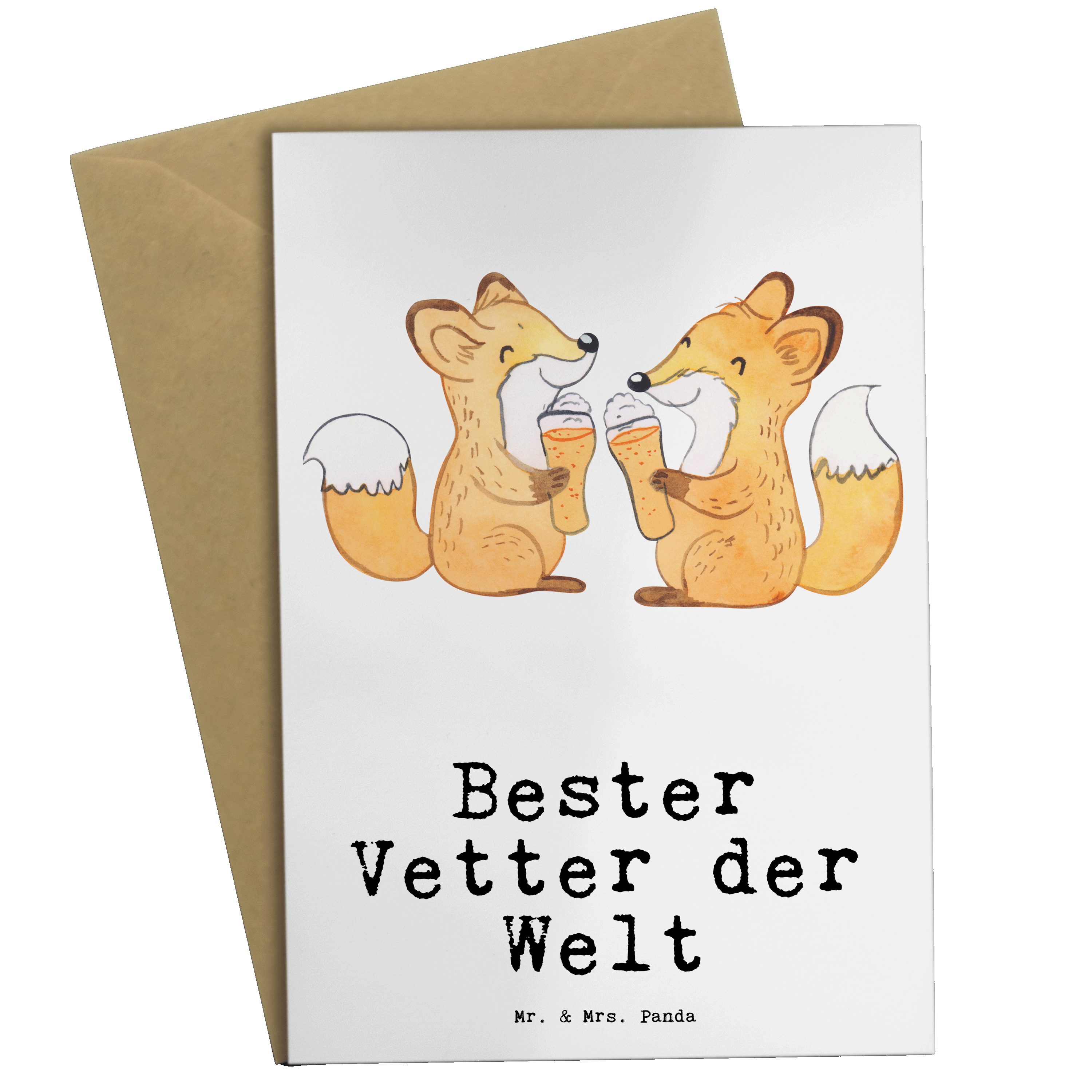 Mr. & Mrs. Panda Grußkarte Fuchs Bester Vetter der Welt - Weiß - Geschenk, Schenken, Sohn von On