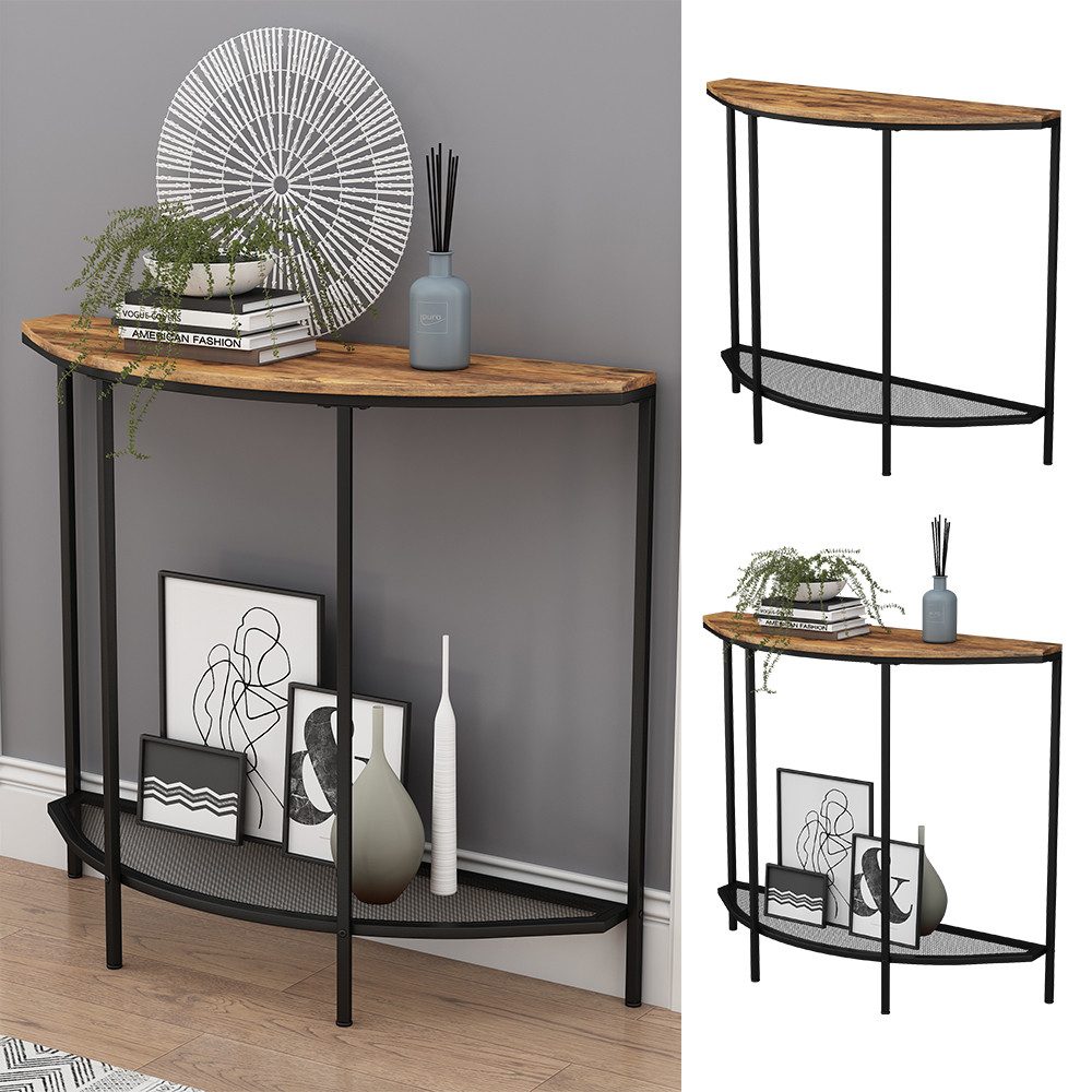 Vicco Konsolentisch Fyrk, Eiche rustikal/Schwarz, 92 x 81.5 cm mit offener günstig online kaufen