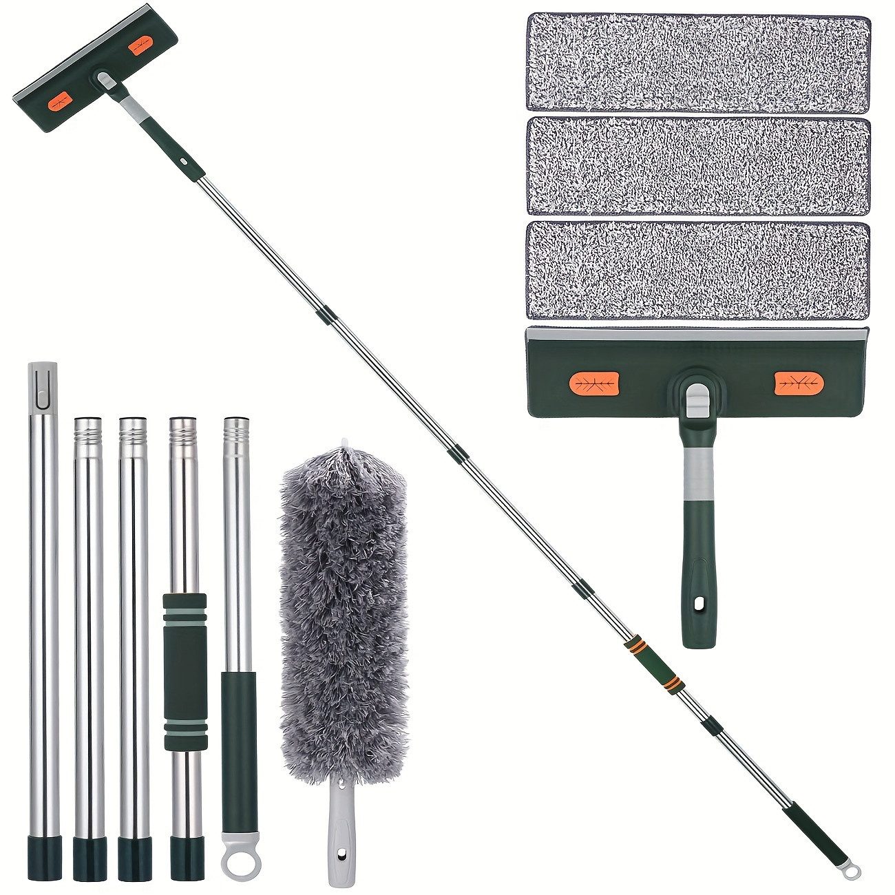 SinLaw Fensterreiniger 2-in-1-Fensterreiniger und Abstreifer, 210 cm langes Silikon-Duschtuch, fensterreiniger mit teleskopstange kärcher