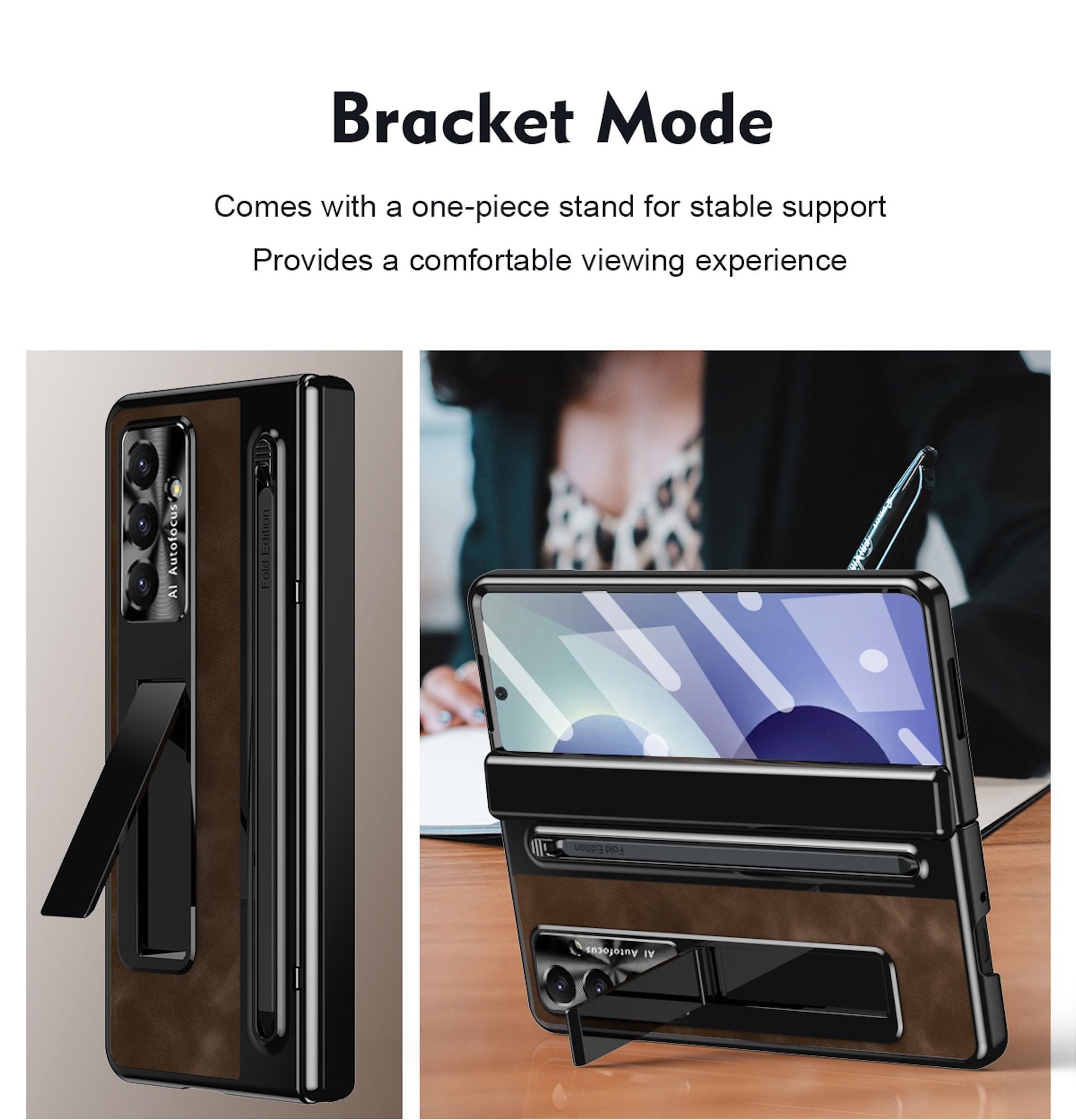 Wigento Handyhülle Klapphülle + H9 Display Glas Samsung Galaxy Z Fold8 Ultra 5G Schwarz 8,00 Zoll und 6,50 Zoll, Display Pen, Standfunktion – Bild 4 von 5