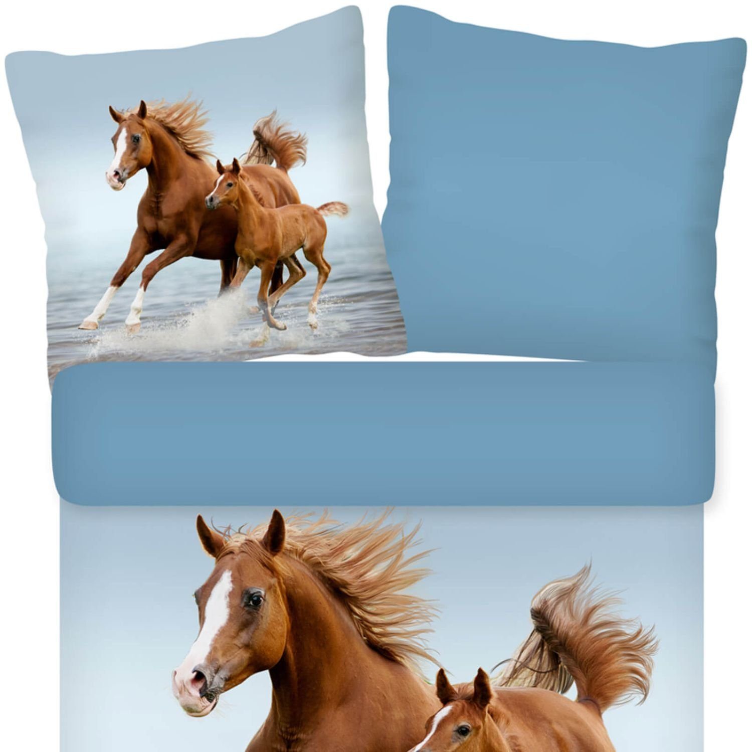 ESPiCO Kinderbettwäsche Wildpferde Trendy Bedding, Renforcé, 2 teilig, Wild günstig online kaufen