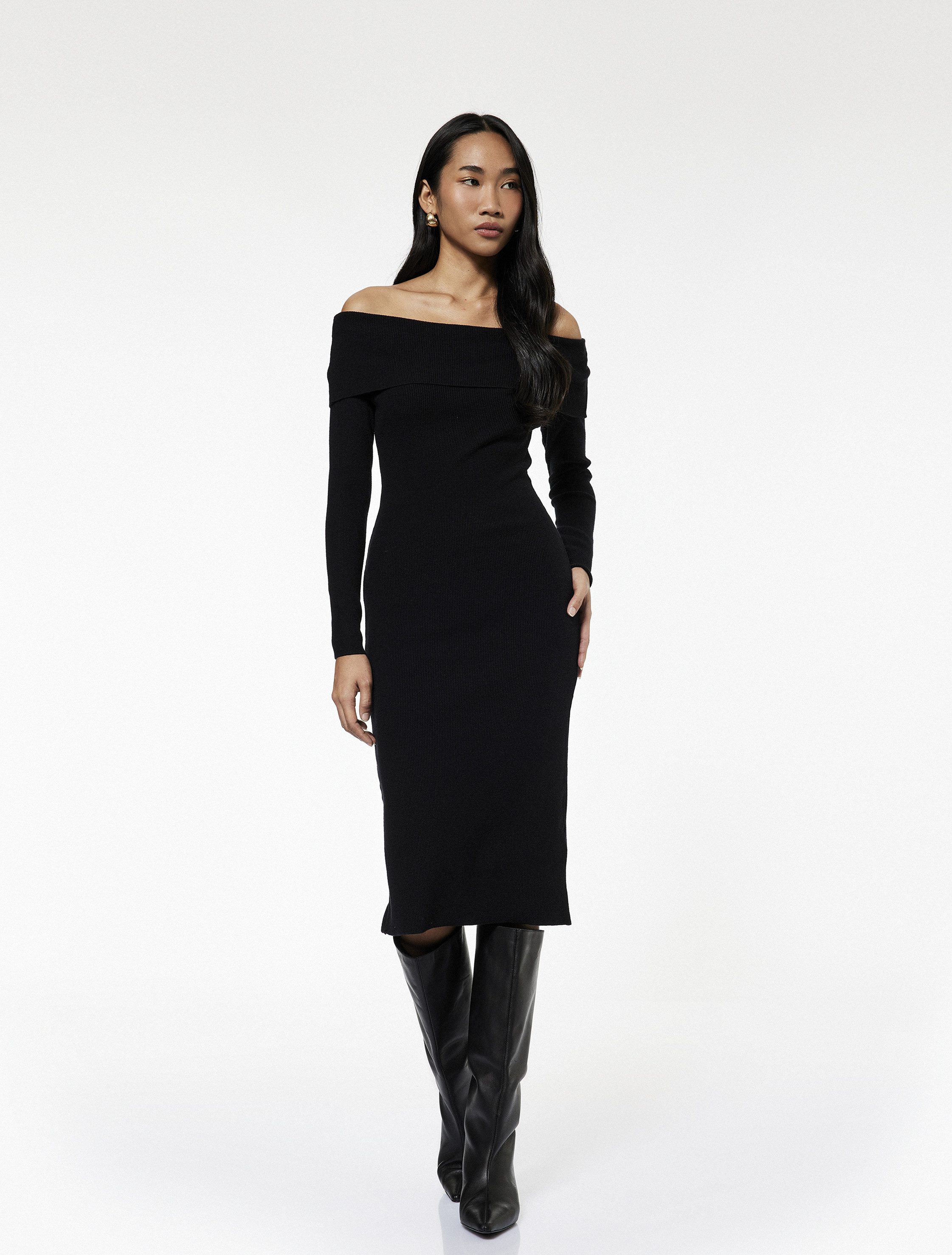 Koton Midikleid Koton Schulterfreies Midi-Viskosekleid