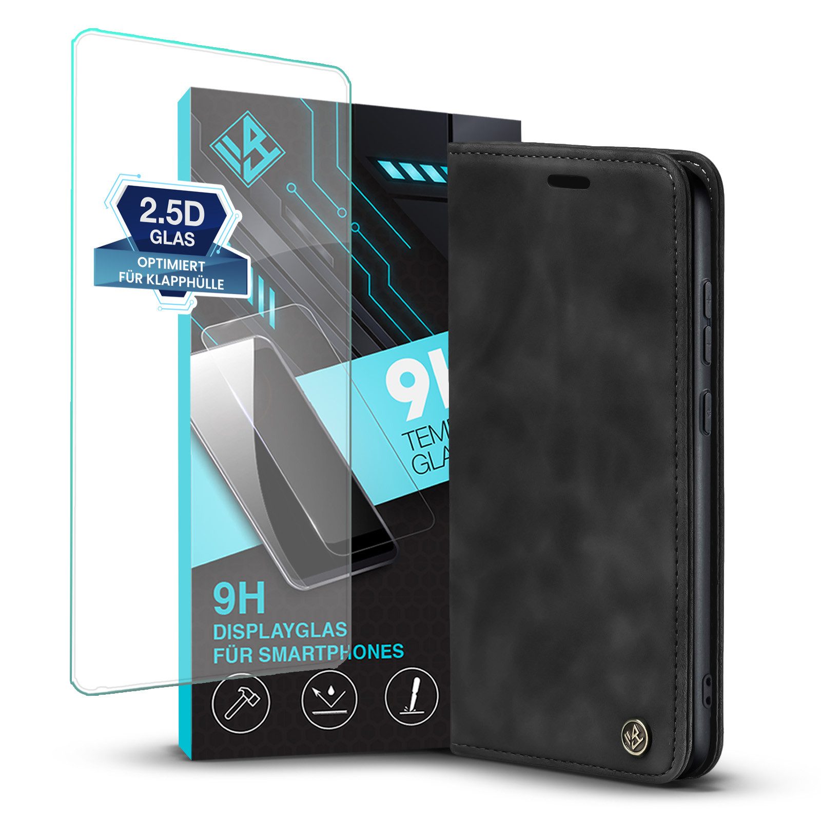 Tec-Expert Handyhülle Handyhülle Tasche Klapp Hülle für Samsung Galaxy A54 5G 6.4 Zoll, 6.4, Cover Klapphülle Case mit Kartenfach aufstellbar mit Displayglas