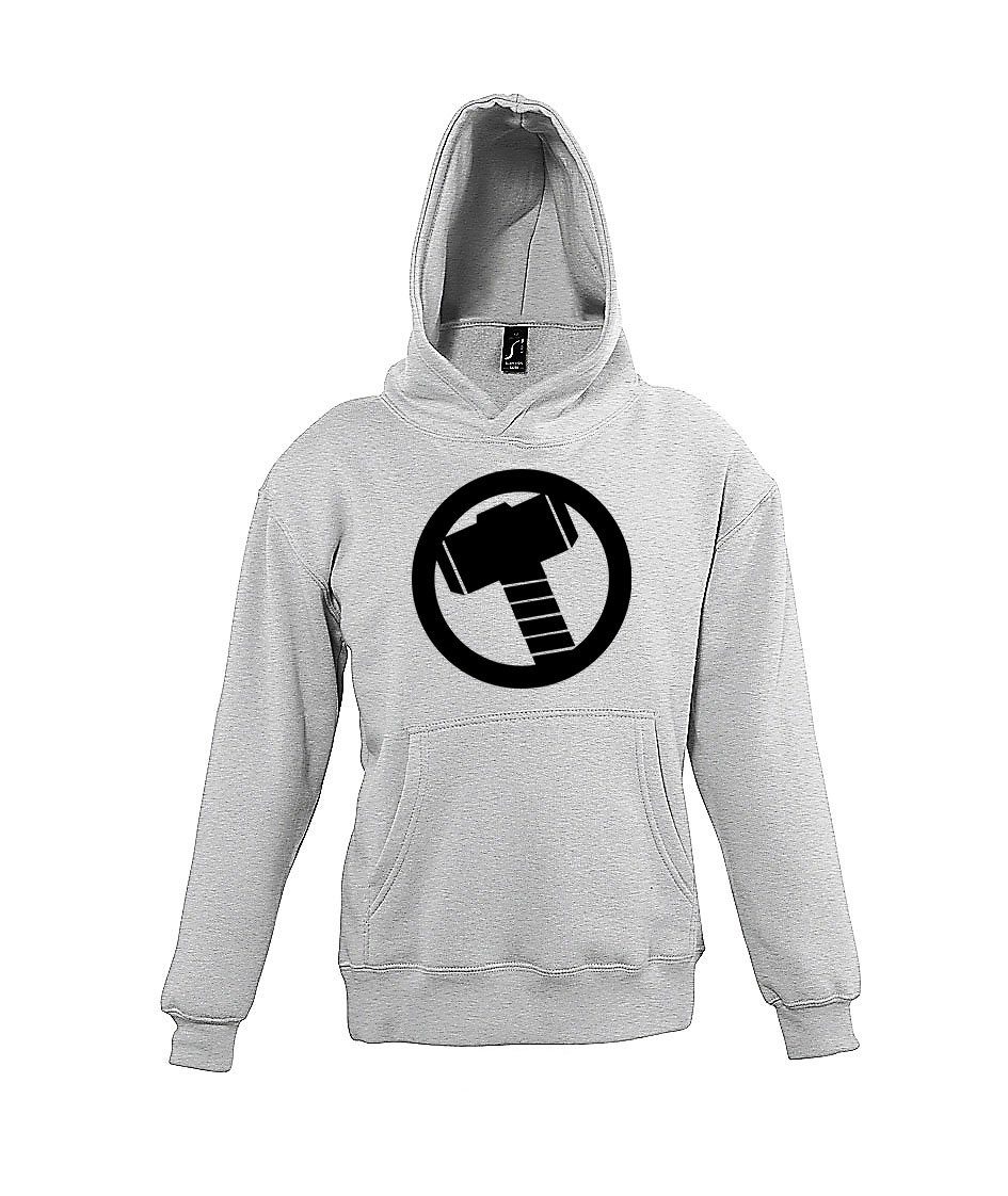 Youth Designz Kapuzenpullover Thor Hammer Kinder Hoodie Pullover mit trendigem Superhelden Motiv Grau