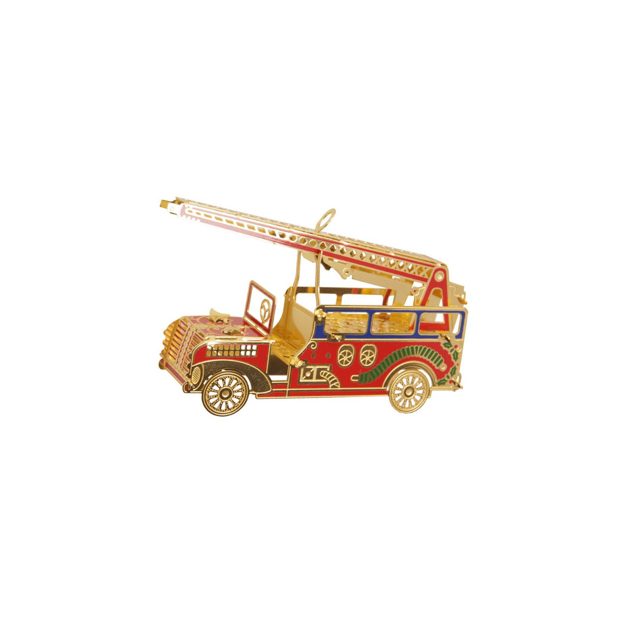 Krebs Glas Lauscha Christbaumschmuck Home Decor - Feuerwehr - aus Messing - ca. 6 cm, Anhänger mit gold-glänzender Oberfläche - in 3D-Optik