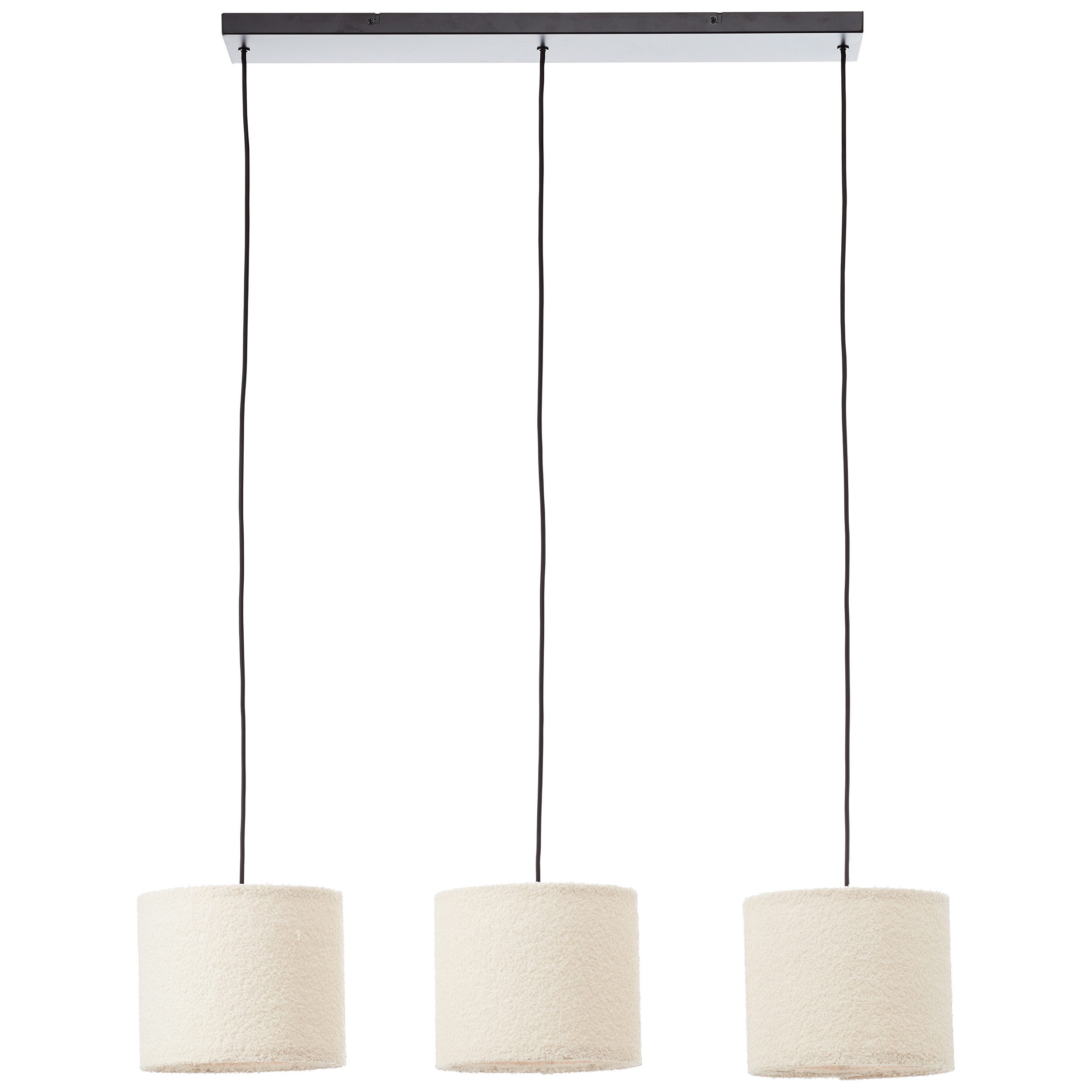 Brilliant Pendelleuchte Teddy, ohne Leuchtmittel, flauschiger Teddystoff, 150 x 94 x 23 cm, E27, kürzbar, Textil, beige