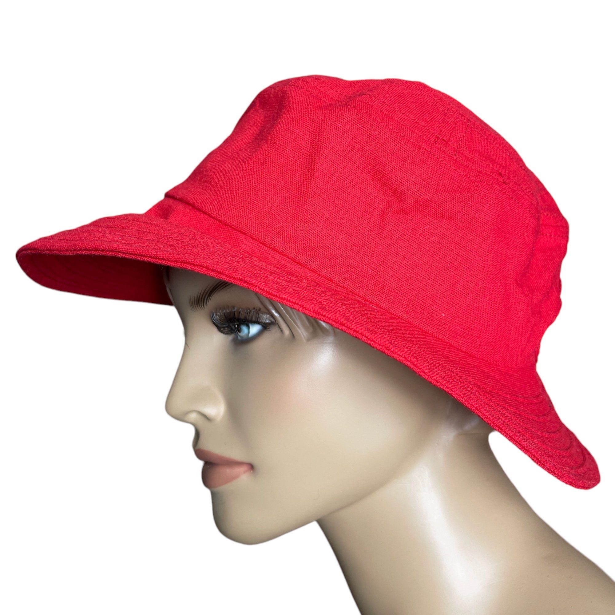 Modischer Sonnenhut rot Größenverstellbar, Fischerhut Hut Leinen Hat, Sommer Taschen4life unisex, Bucket
