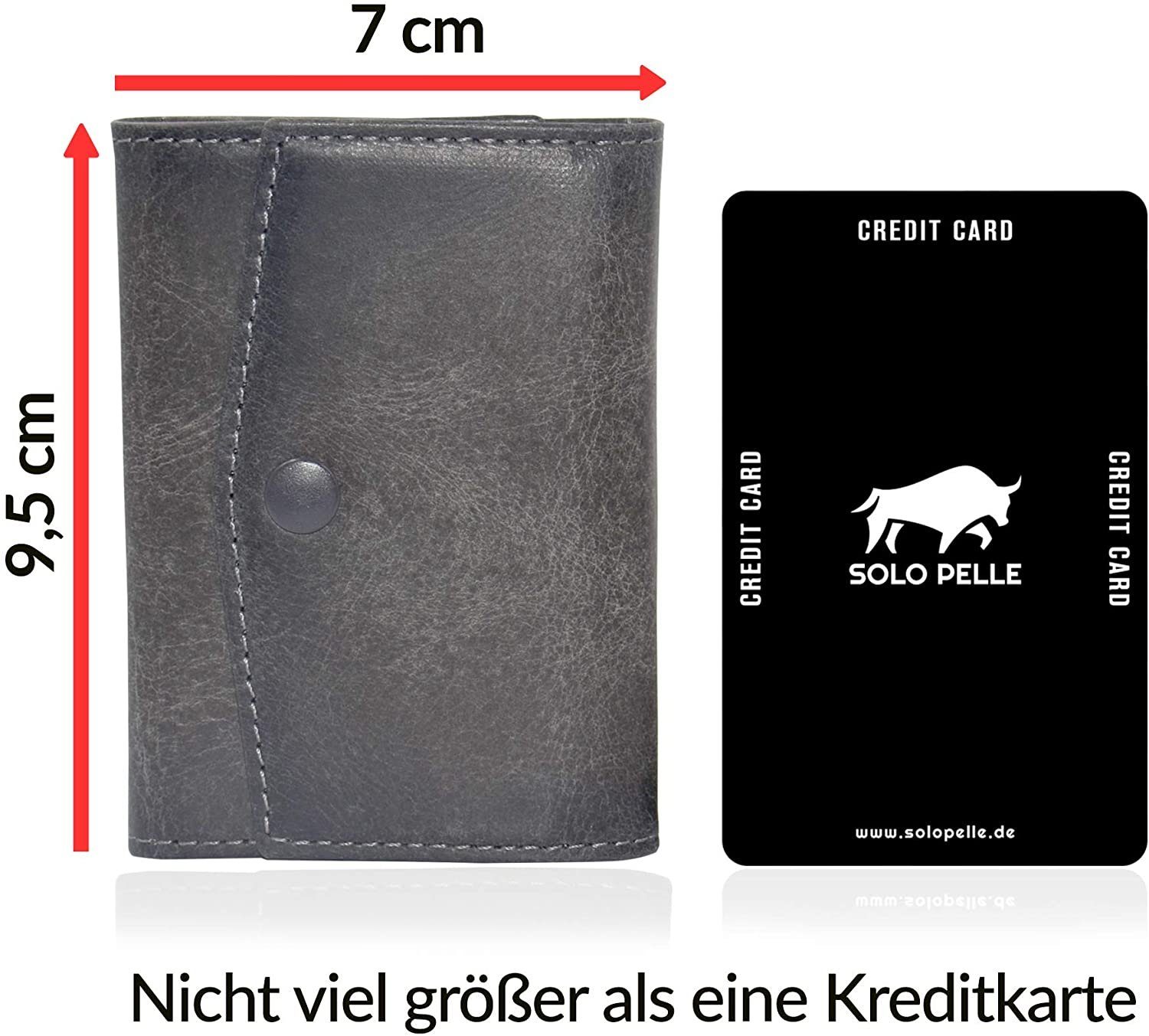 Geldbörse RFID Karten, mit mit RFID Schutz, Geldbeutel Münzfach I Pelle Solo Slim Geldbörse I für Echtes dünne Wallet Steingrau Münzfach 12 Schutz ohne Leder,
