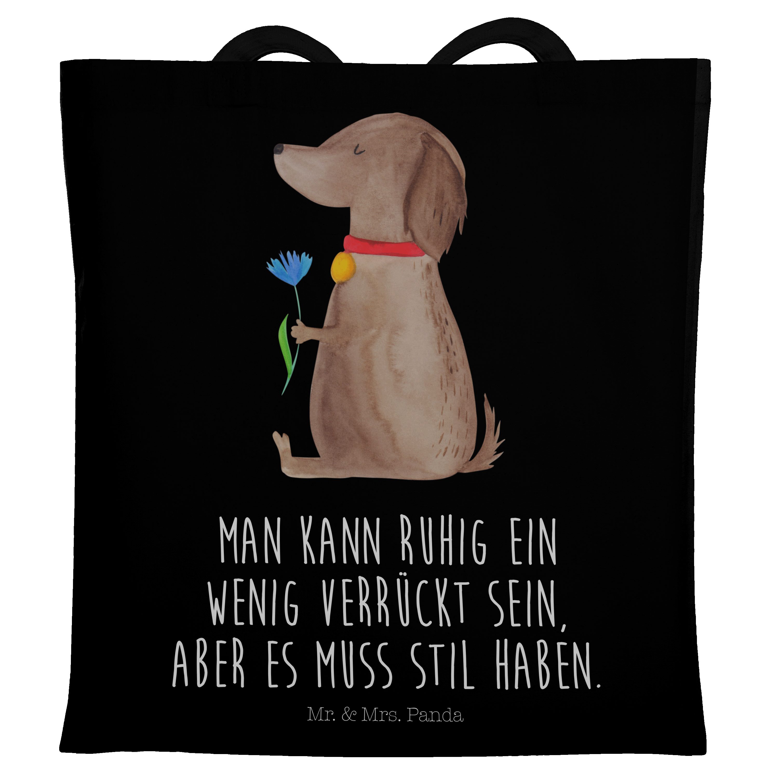 Hundebesitzer, & Hundespruch, Beutelta - (1-tlg) Mr. Mrs. Hund Schwarz Panda Geschenk, Tragetasche - Blume